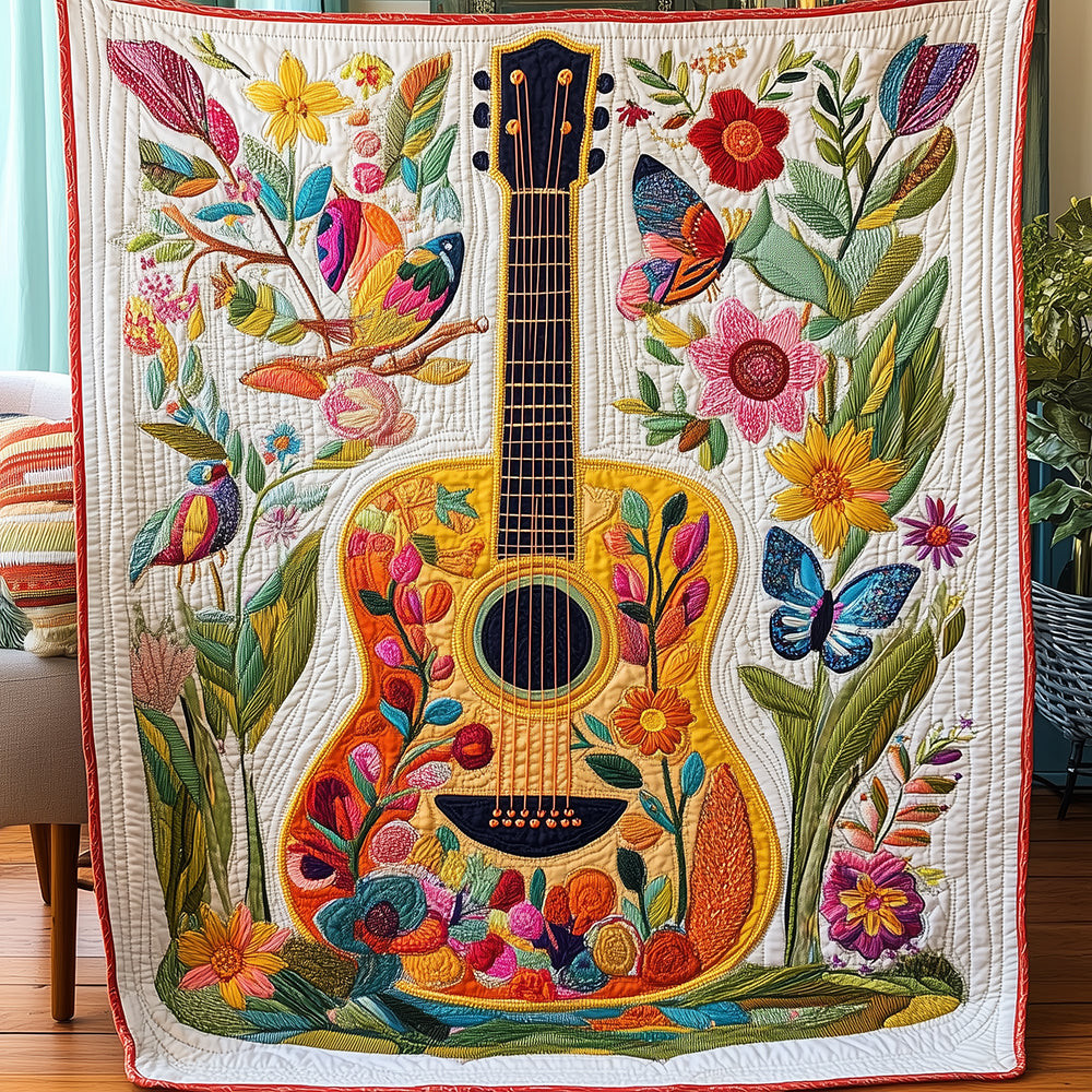 Floral Guitar Quilted Blanket Feel the Heart of Home with a Blanket That Embraces All Floral Guitar Quilted Blanket Feel the Heart of Home with a Blanket That Embraces All