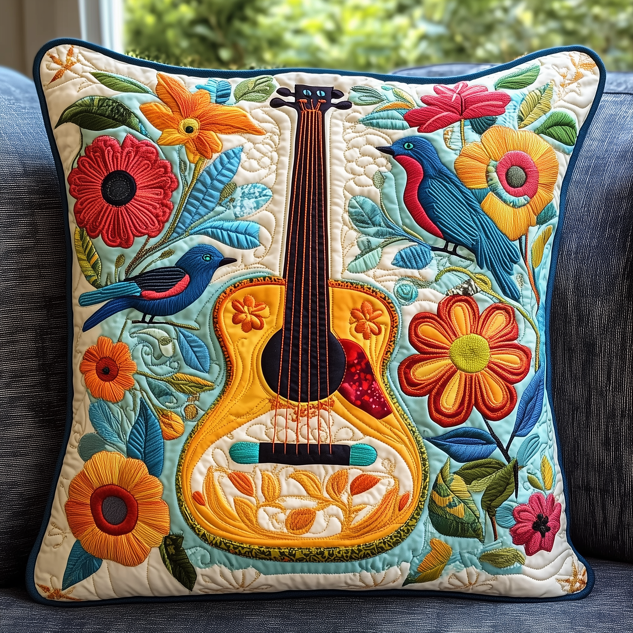 Floral Guitar Quilted Pillow Case A Pillow Case That Fits Every Family Member's Needs Floral Guitar Quilted Pillow Case A Pillow Case That Fits Every Family Member's Needs