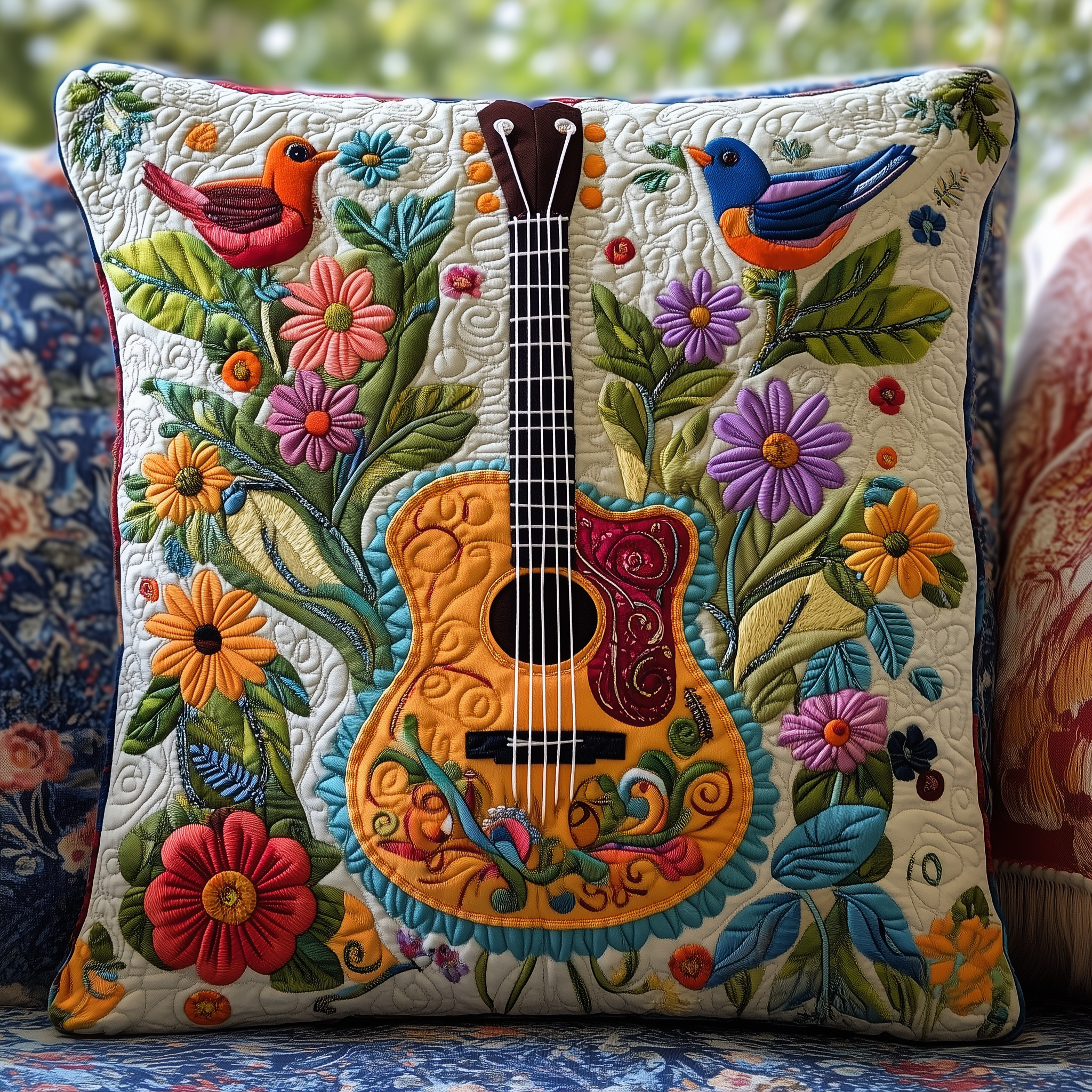 Floral Guitar Quilted Pillow Case FamilyFriendly Pillow Cases for Every Bedroom Floral Guitar Quilted Pillow Case FamilyFriendly Pillow Cases for Every Bedroom