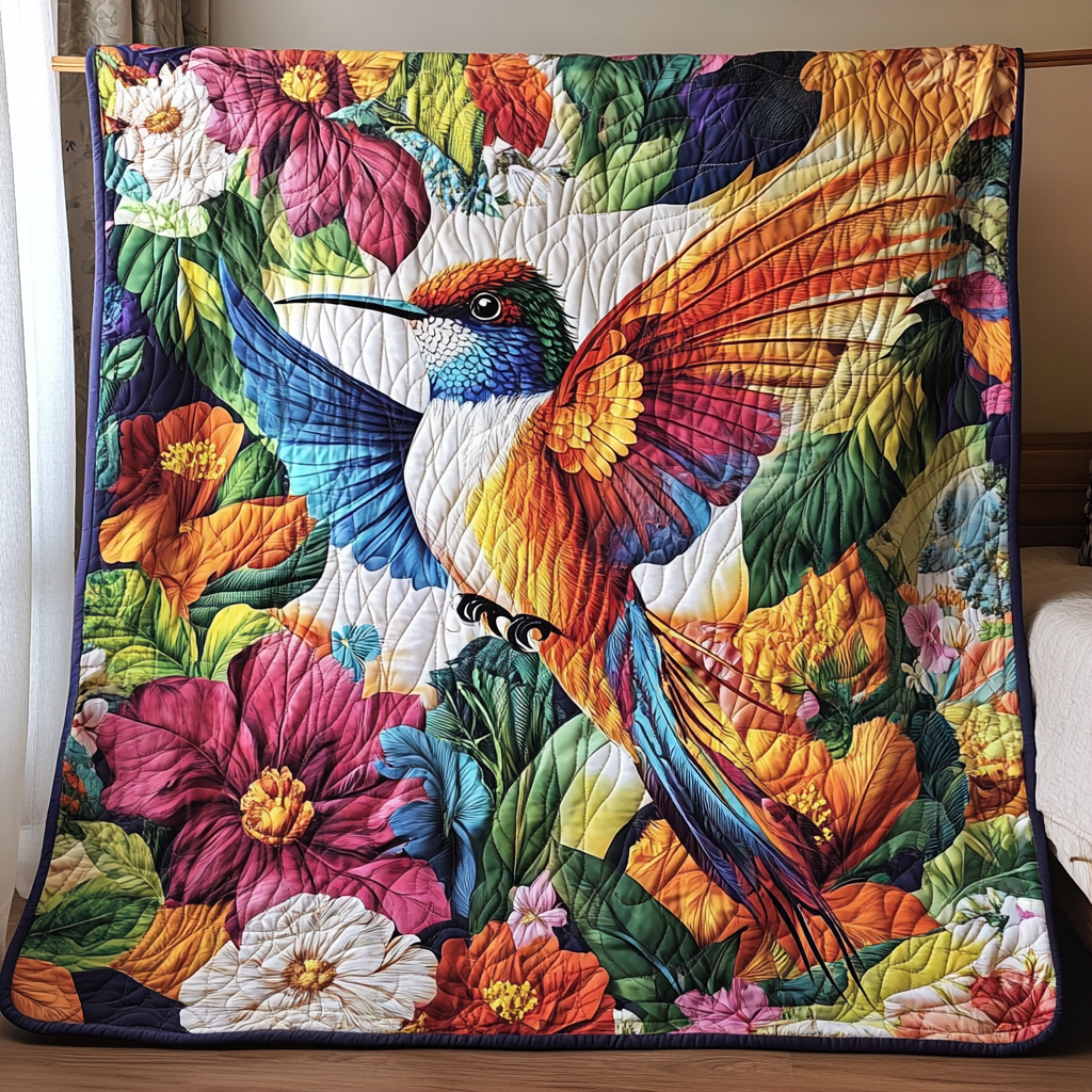 Floral Humming Bird Quilted Blanket Feel the Comfort of Home, Wherever You Go Floral Humming Bird Quilted Blanket Feel the Comfort of Home, Wherever You Go