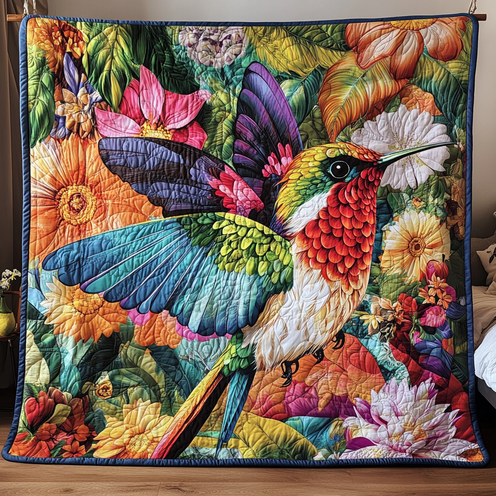 Floral Humming Bird Quilted Blanket Perfect for All Seasons: A Blanket You'll Always Need Floral Humming Bird Quilted Blanket Perfect for All Seasons: A Blanket You'll Always Need