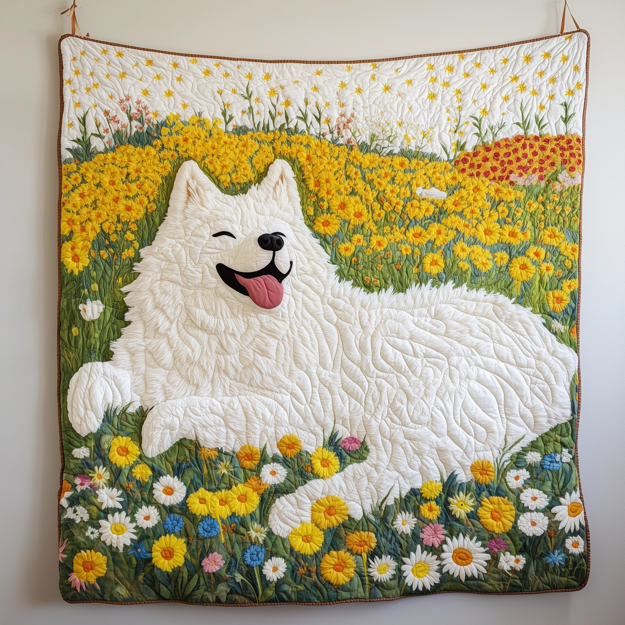 Floral Samoyed Quilted Blanket Feel Like Royalty with a Blanket Fit for Kings Floral Samoyed Quilted Blanket Feel Like Royalty with a Blanket Fit for Kings