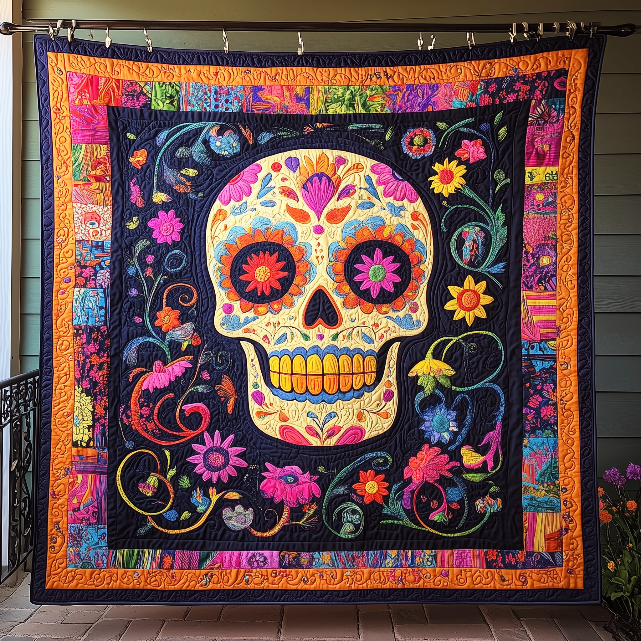 Floral Sugar Skull Quilted Blanket Feel Ready for Adventure with a Blanket That Travels Well Floral Sugar Skull Quilted Blanket Feel Ready for Adventure with a Blanket That Travels Well