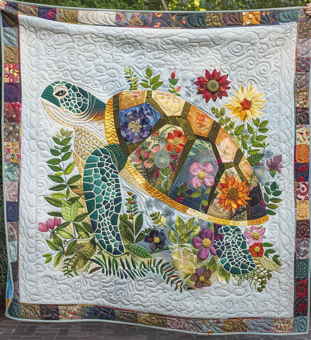 Floral Turtle Charm Quilted Blanket Turtle Gift Ideas Floral Turtle Charm Quilted Blanket Turtle Gift Ideas