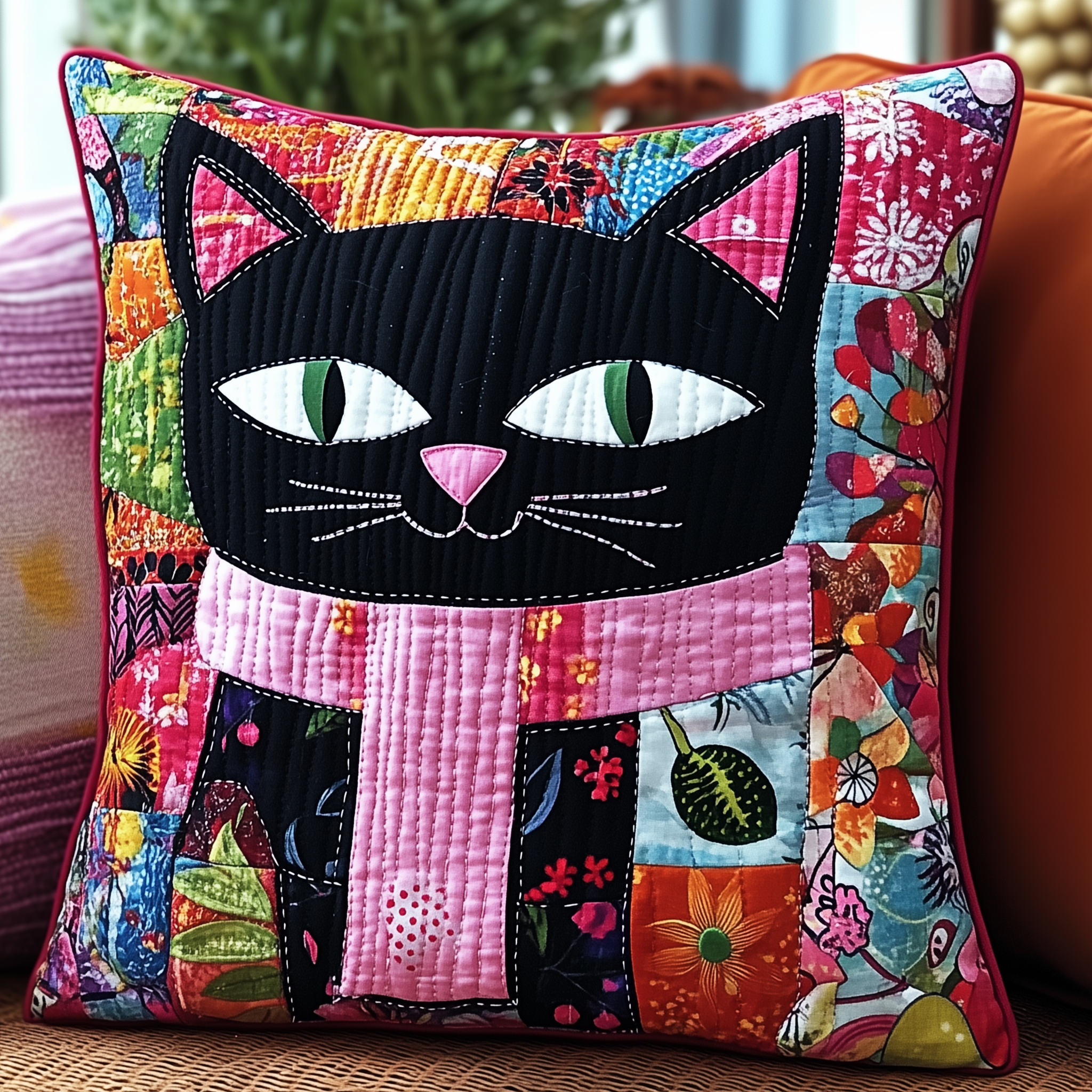 Floral Wearing Pink Cat Quilted Pillow Case Add Elegance to Your Space with Stylish Pillow Cases Floral Wearing Pink Cat Quilted Pillow Case Add Elegance to Your Space with Stylish Pillow Cases