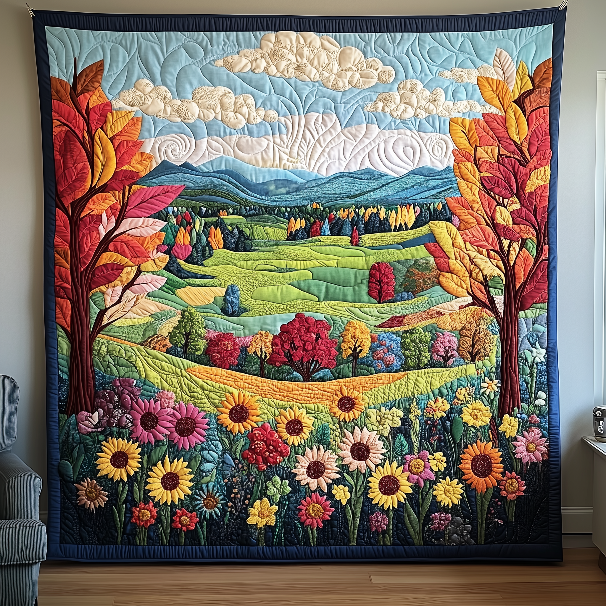 Flower Bliss Quilted Blanket Throw Blankets For Couch Best Gifts For Flower Enthusiasts Flower Bliss Quilted Blanket Throw Blankets For Couch Best Gifts For Flower Enthusiasts