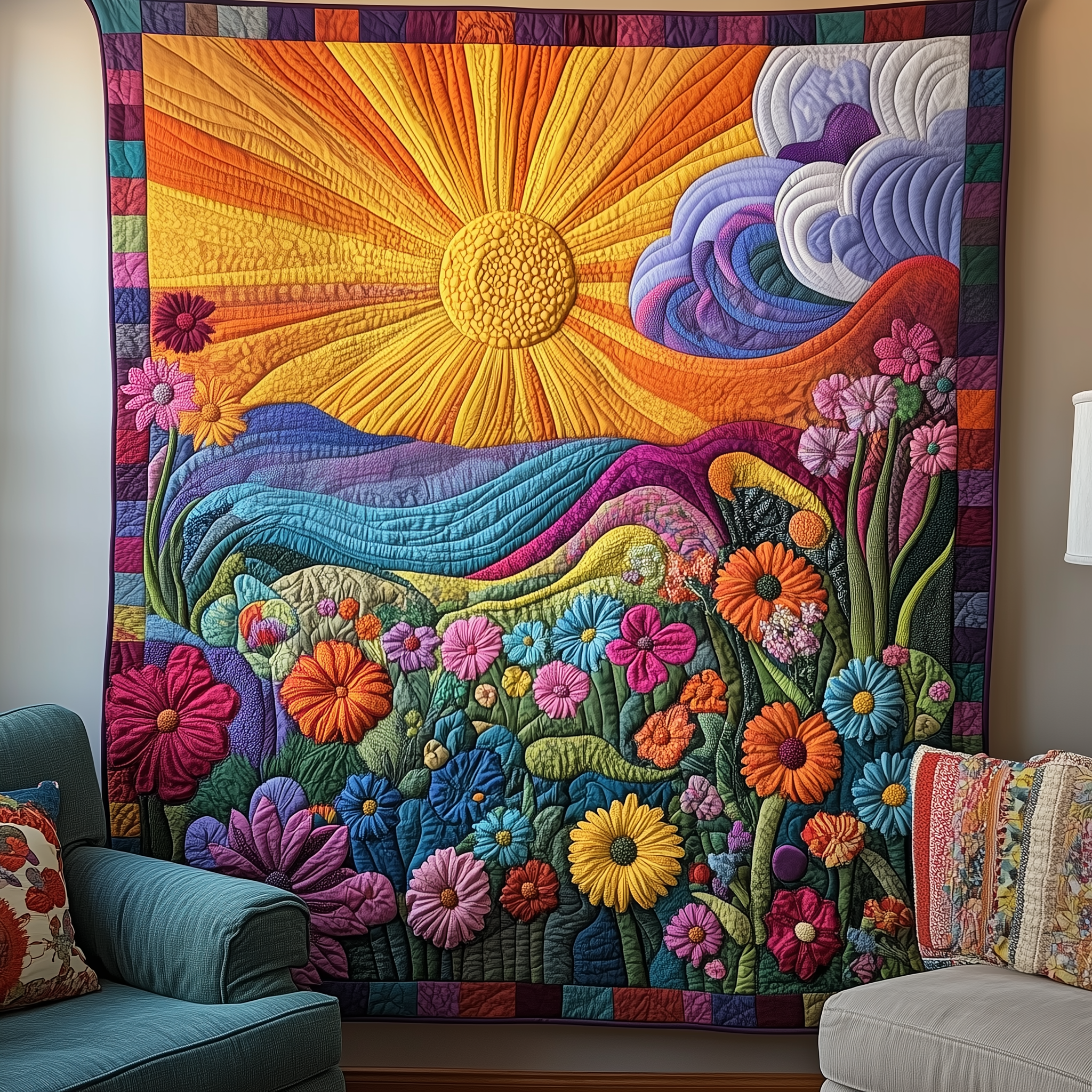 Flower Bliss Quilted Blanket Throw Blankets For Couch Best Gifts For Flower Lovers Flower Bliss Quilted Blanket Throw Blankets For Couch Best Gifts For Flower Lovers