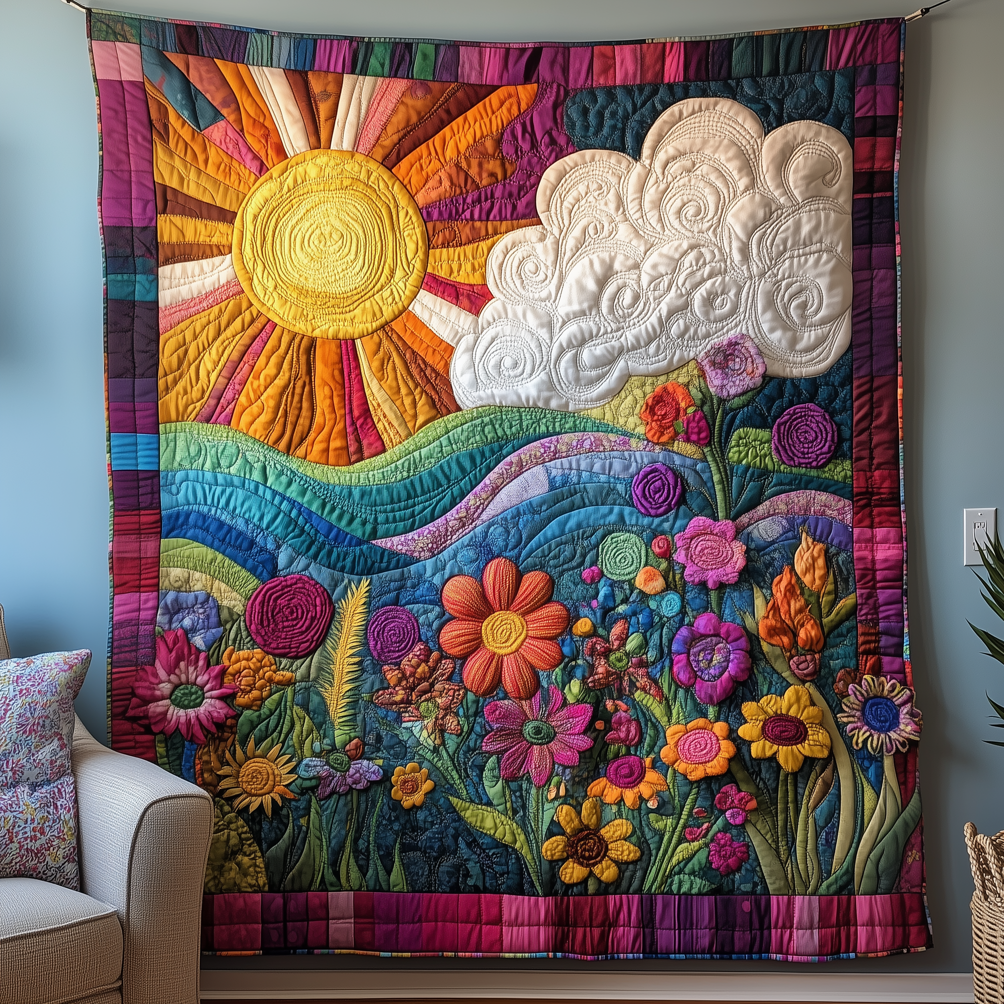 Flower Bliss Quilted Blanket Throw Blankets For Couch Gifts For Flower Enthusiasts Flower Bliss Quilted Blanket Throw Blankets For Couch Gifts For Flower Enthusiasts