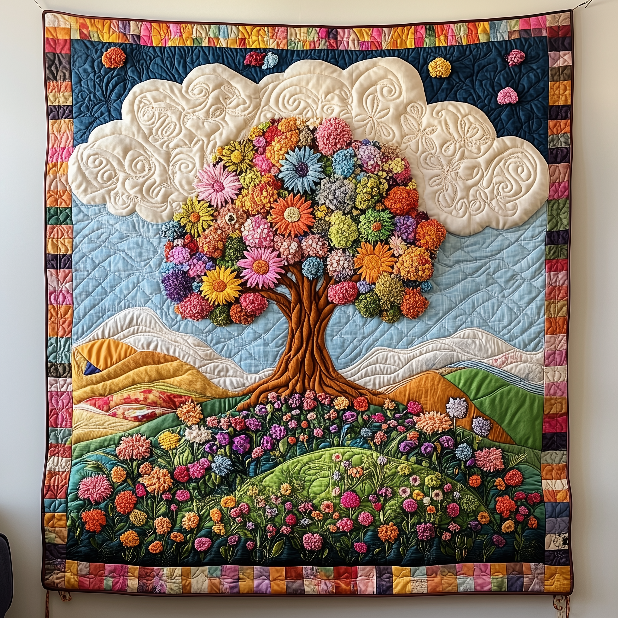 Flower Bliss Quilted Blanket Throw Blankets For Couch Gifts For The Flower Lover Flower Bliss Quilted Blanket Throw Blankets For Couch Gifts For The Flower Lover
