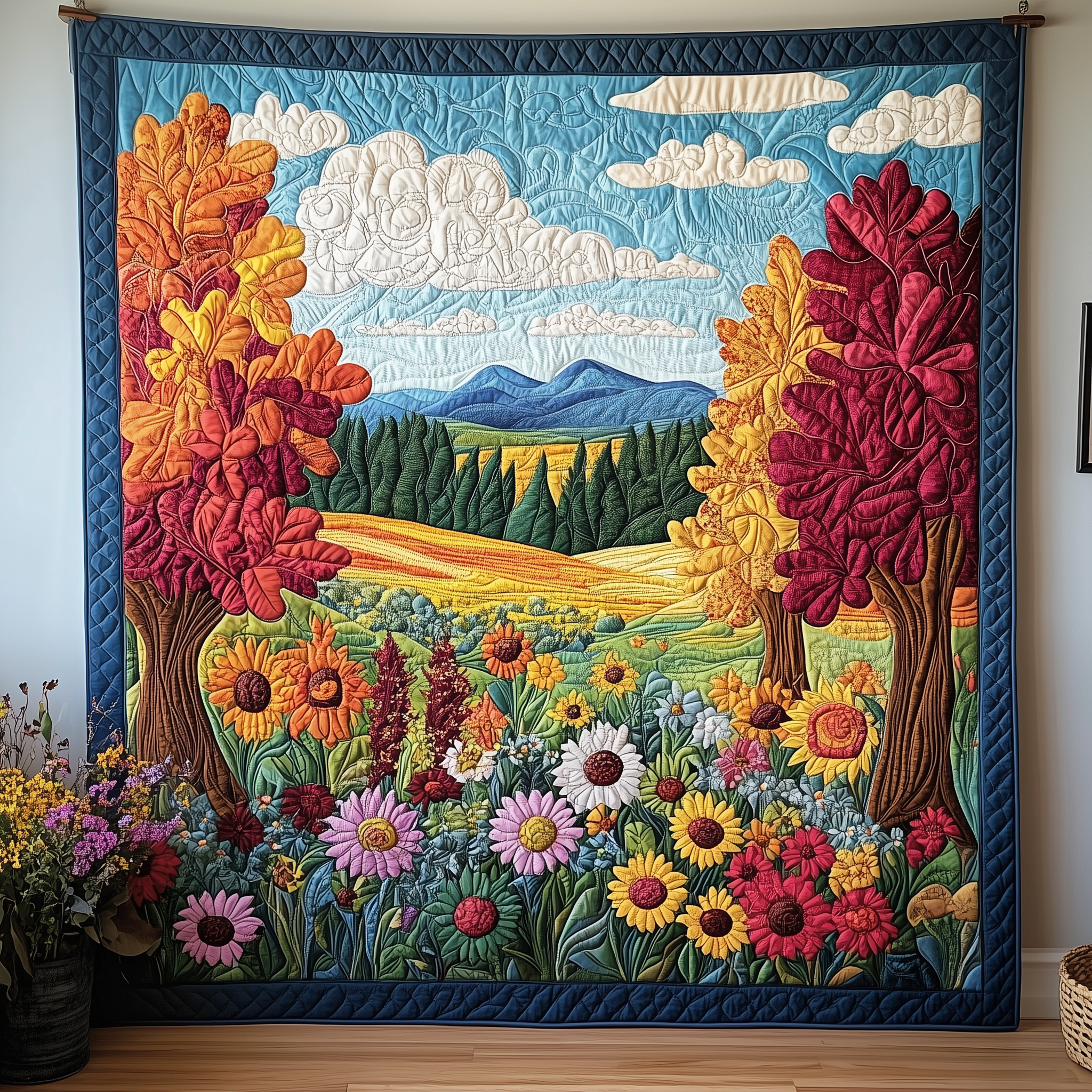 Flower Bliss Quilted Blanket Throw Blankets For Couch Gifts For The Flower Lover Women Flower Bliss Quilted Blanket Throw Blankets For Couch Gifts For The Flower Lover Women