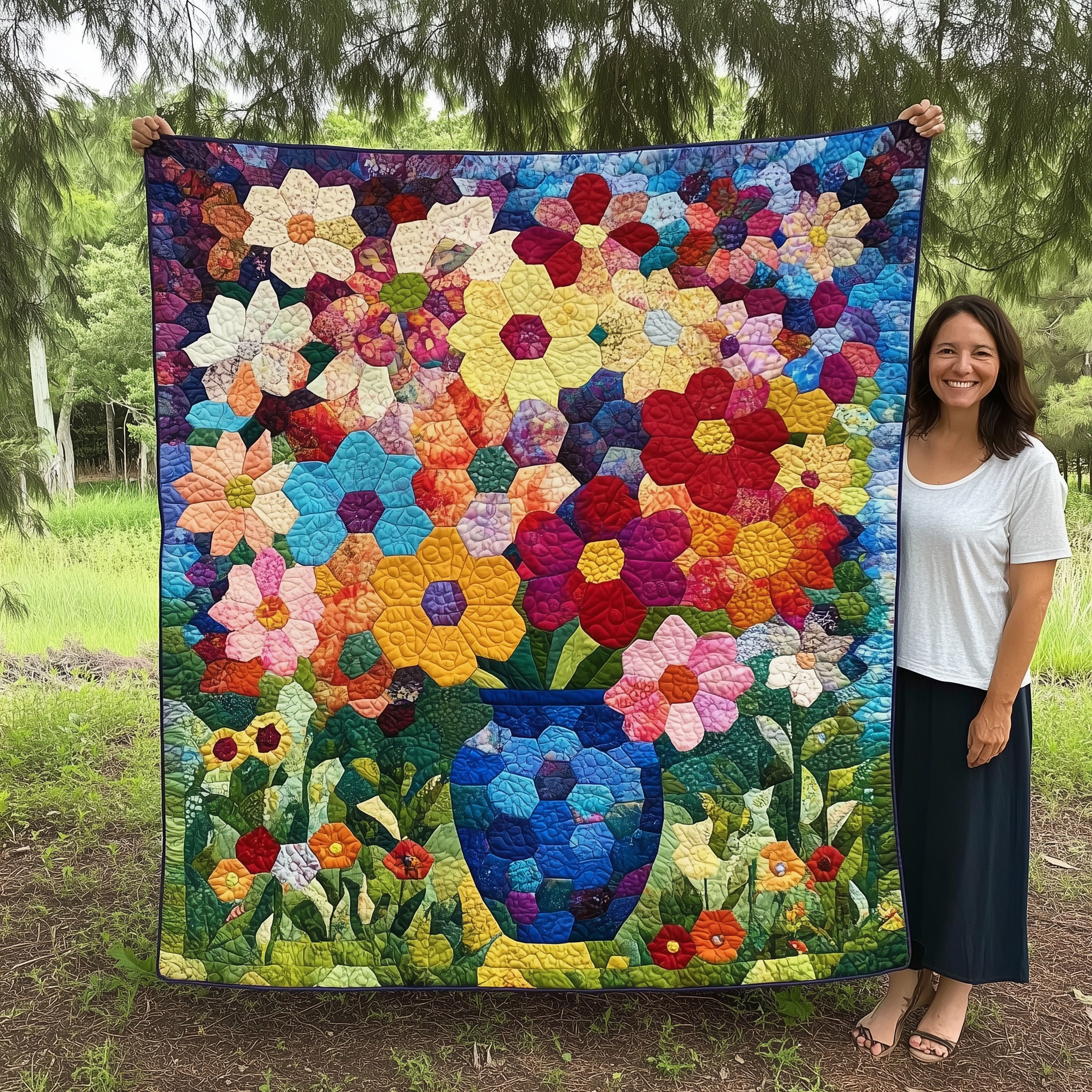 Flower Garden Quilted Blanket Best Throw Blanket Special Birthday Gifts For Grandma Flower Garden Quilted Blanket Best Throw Blanket Special Birthday Gifts For Grandma