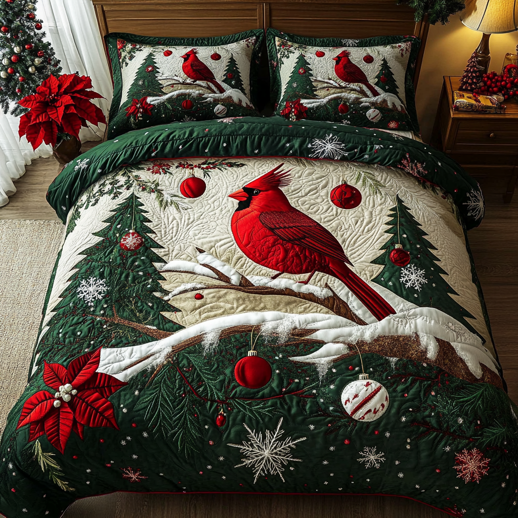 Forest Jewel Quilted Bedding Set Cardinal Blanket Throw Forest Jewel Quilted Bedding Set Cardinal Blanket Throw