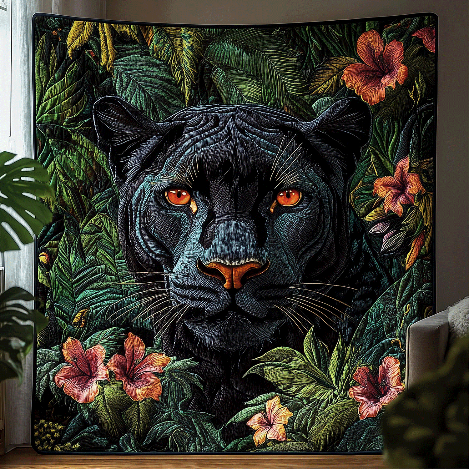 Forest Panther Quilted Blanket Christmas Gift For Brother Forest Panther Quilted Blanket Christmas Gift For Brother