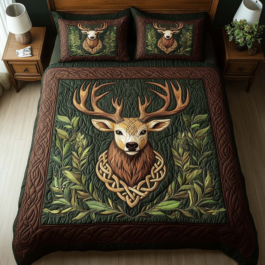 Forest Stag Quilted Bedding Set Christmas Gifts For Wife Forest Stag Quilted Bedding Set Christmas Gifts For Wife