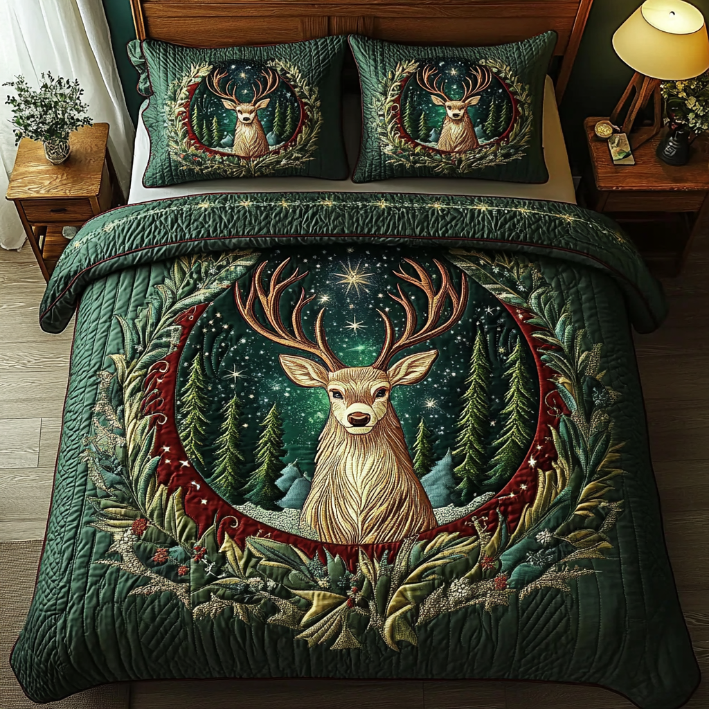 Forest Wanderer Quilted Bedding Set Cool Gifts For Deer Hunters Forest Wanderer Quilted Bedding Set Cool Gifts For Deer Hunters