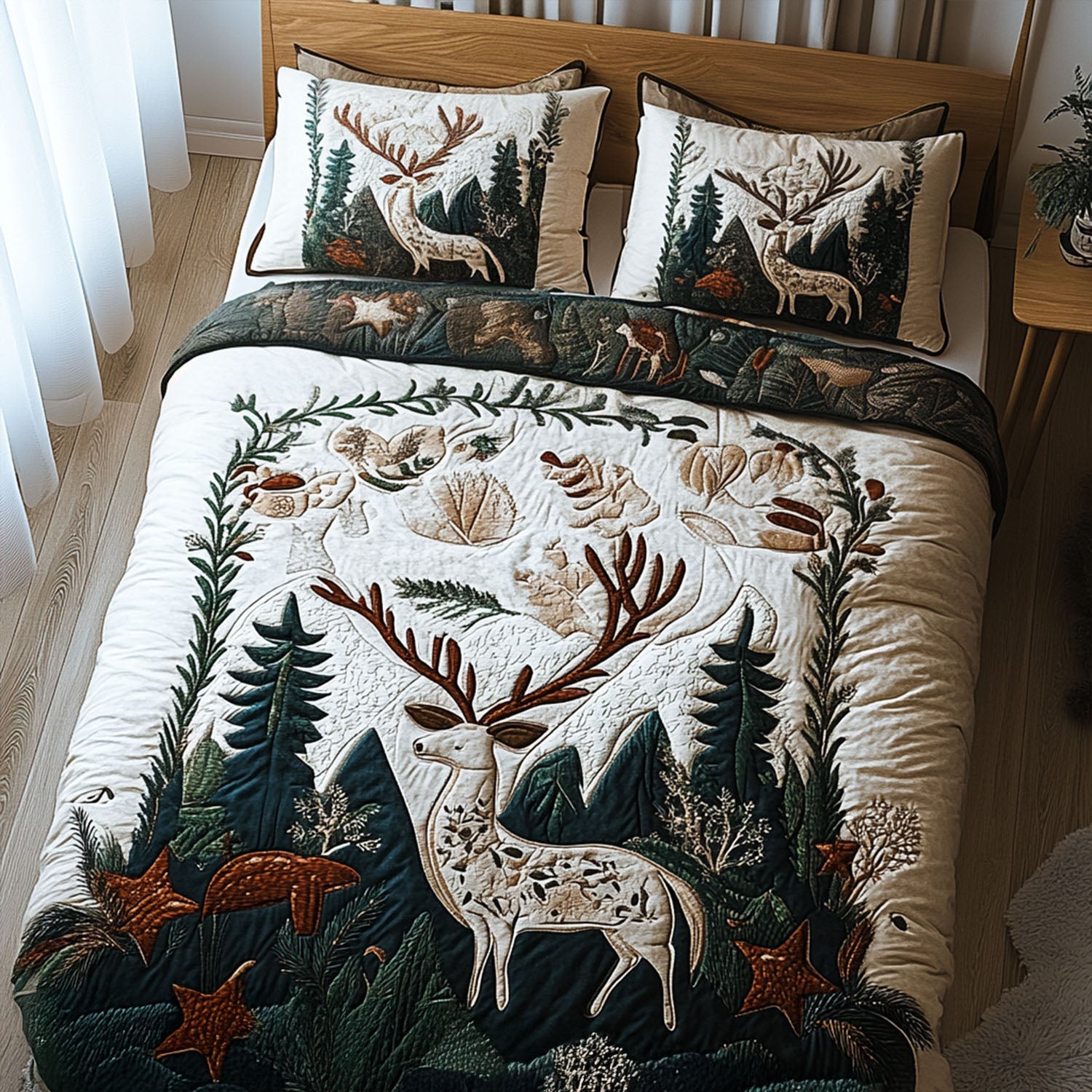Forest Whispers Quilted Bedding Set Christmas Gifts For Deer Hunters Forest Whispers Quilted Bedding Set Christmas Gifts For Deer Hunters