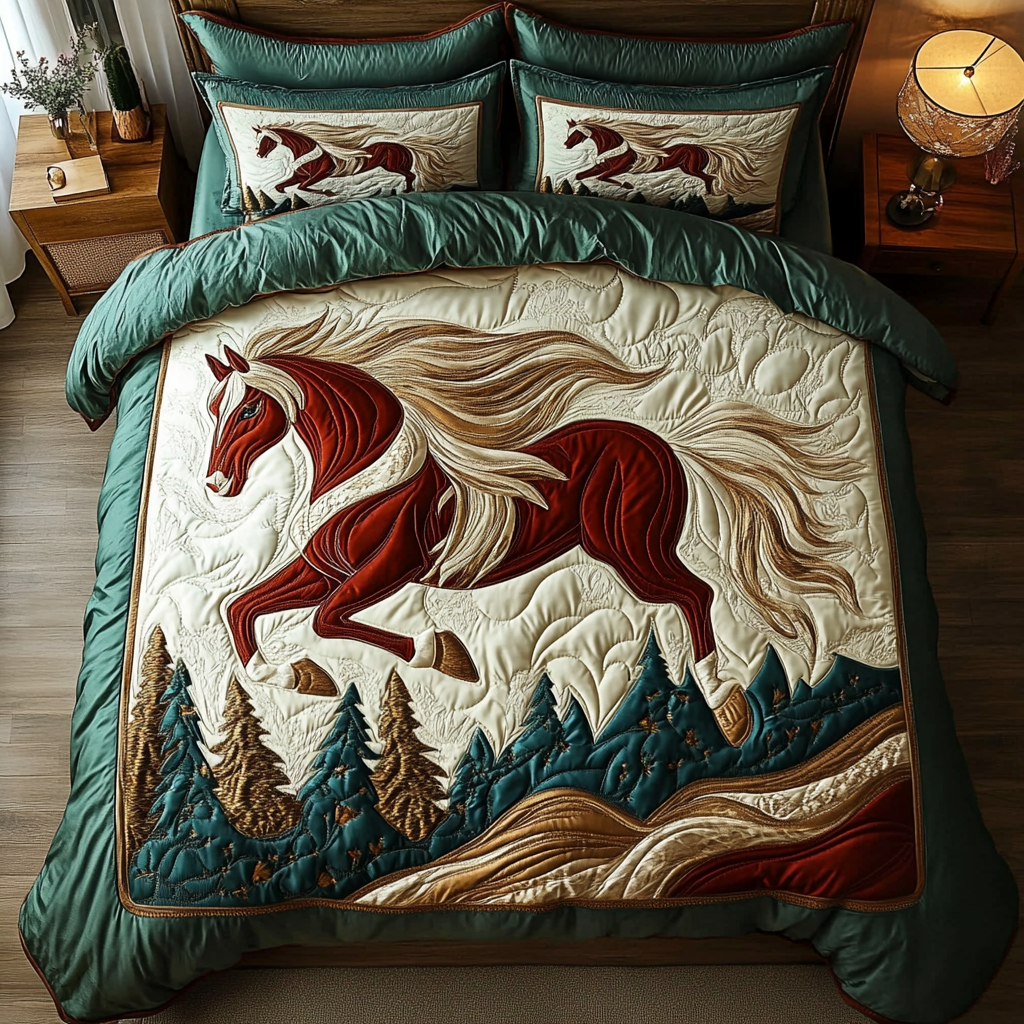 Free Spirit Hooves Quilted Bedding Set Gifts For Horse Lovers Free Spirit Hooves Quilted Bedding Set Gifts For Horse Lovers