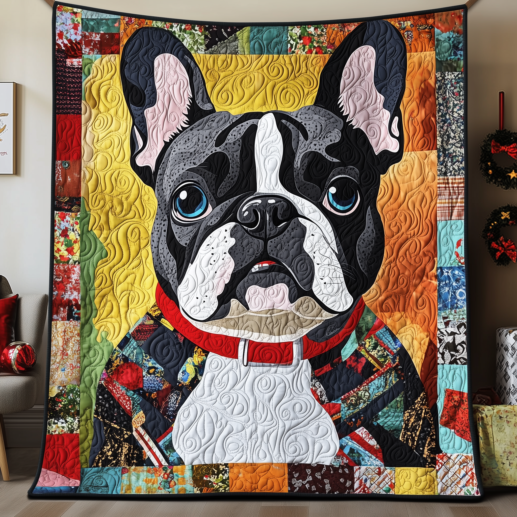 French Bulldog Quilted Blanket Feel the Elegance of a Blanket That's Truly Yours French Bulldog Quilted Blanket Feel the Elegance of a Blanket That's Truly Yours