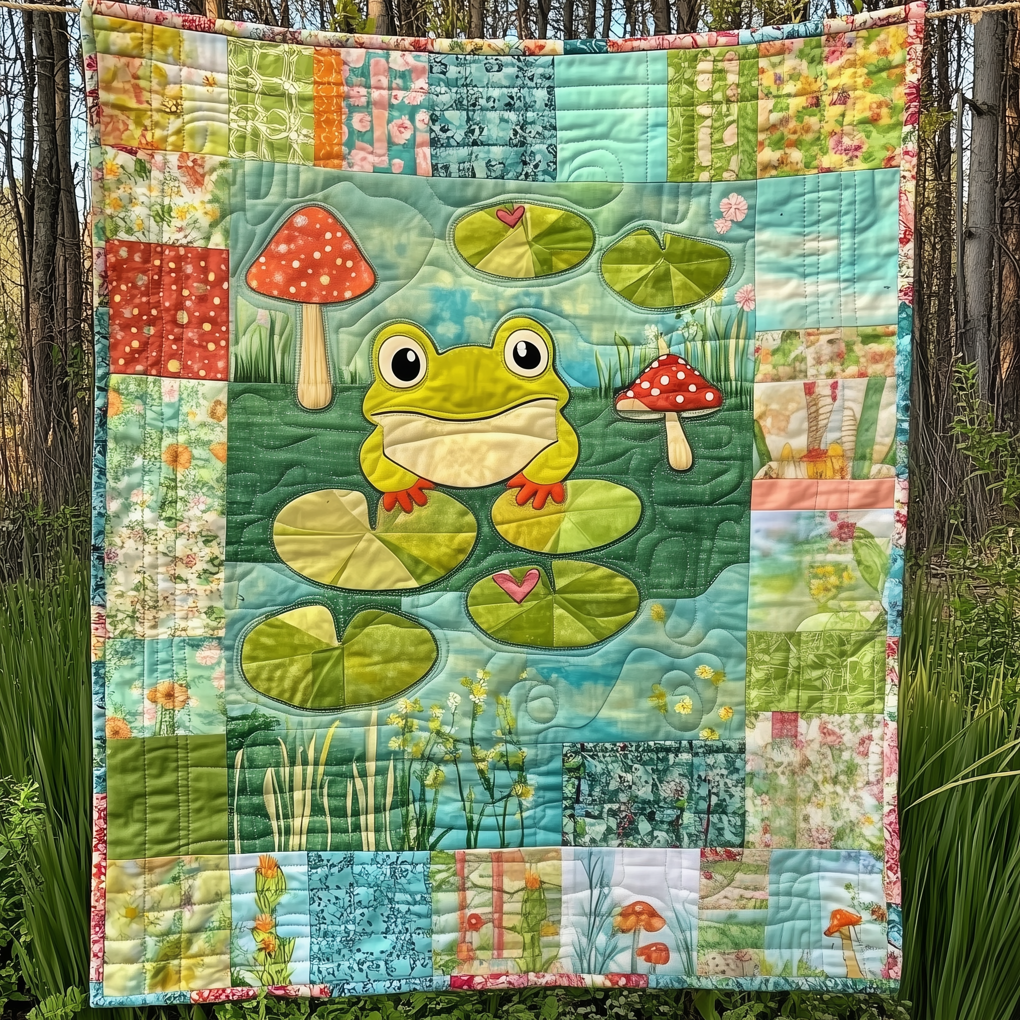Frog Quilted Blanket Throw Blankets For Couch Frog Themed Presents Frog Quilted Blanket Throw Blankets For Couch Frog Themed Presents