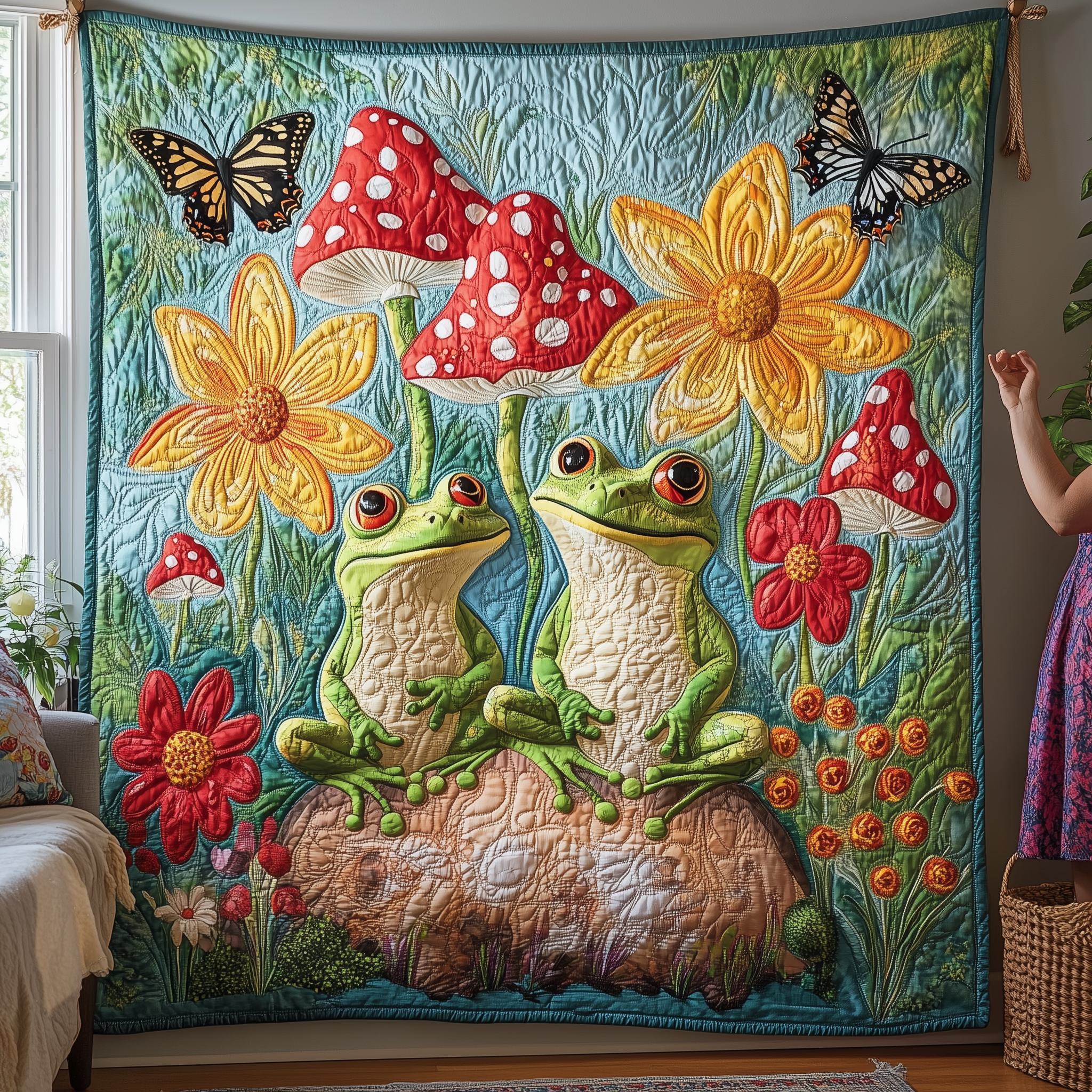 Froggy Fiesta Quilted Blanket Throw Blankets For Couch Cute Frog Gifts Froggy Fiesta Quilted Blanket Throw Blankets For Couch Cute Frog Gifts