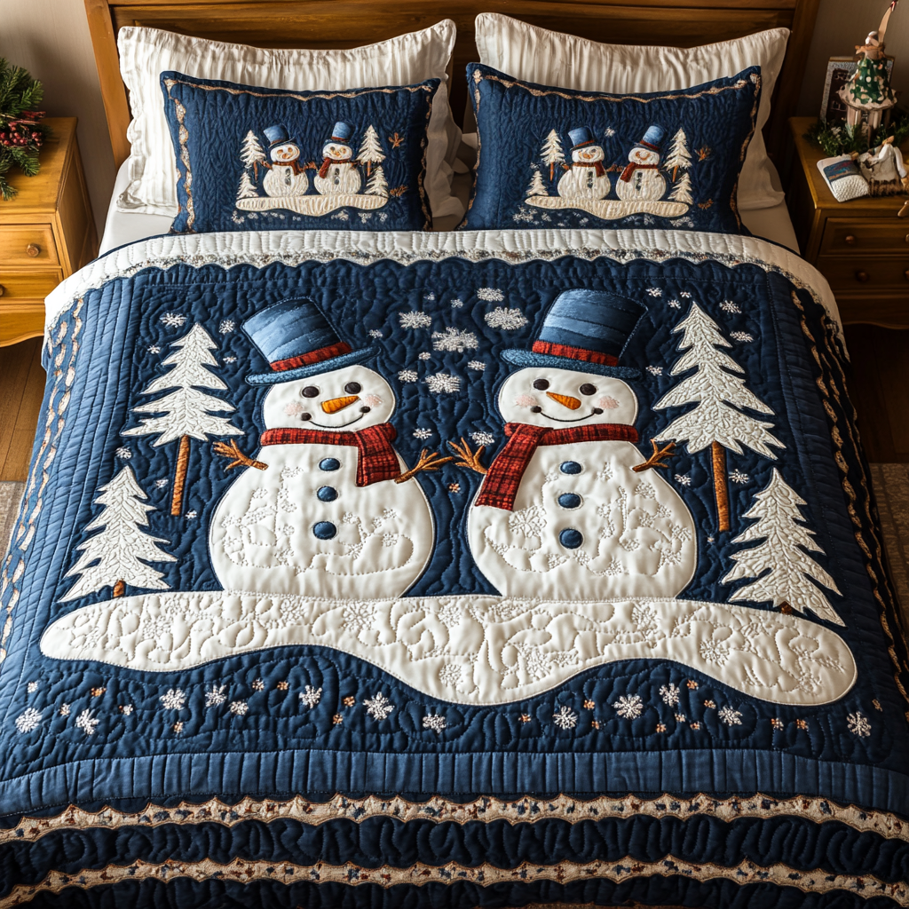 Frost Glow Quilted Bedding Set Snowman Themed Gifts Frost Glow Quilted Bedding Set Snowman Themed Gifts