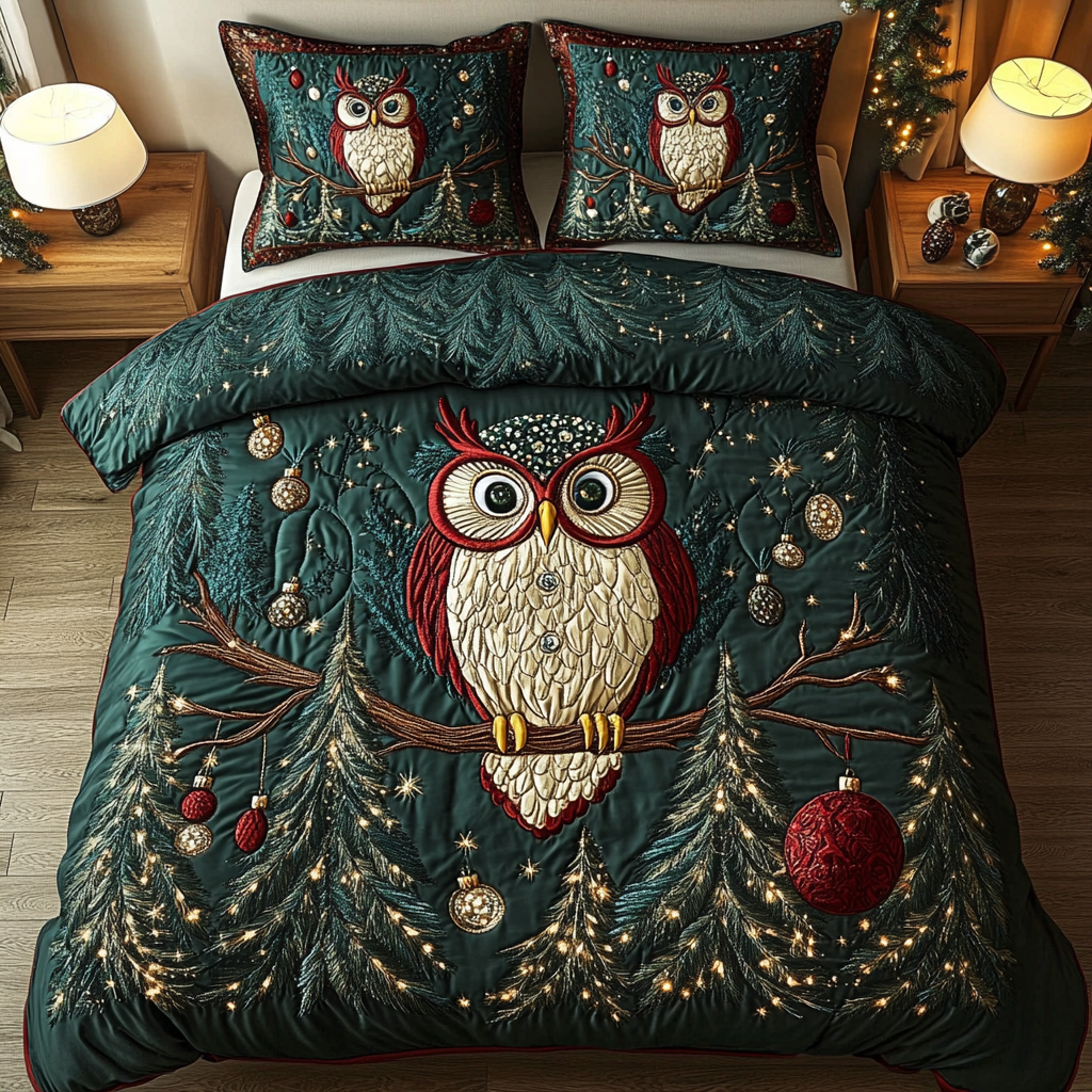 Frosted Feathers Quilted Bedding Set Owl Theme Gifts Frosted Feathers Quilted Bedding Set Owl Theme Gifts
