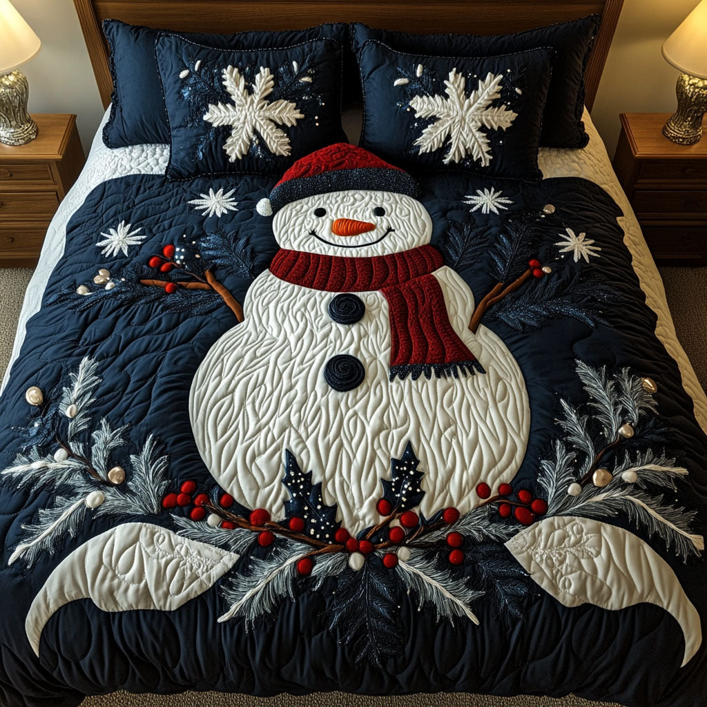 Frosty Elegance Quilted Bedding Set Snowman Christmas Gifts Frosty Elegance Quilted Bedding Set Snowman Christmas Gifts