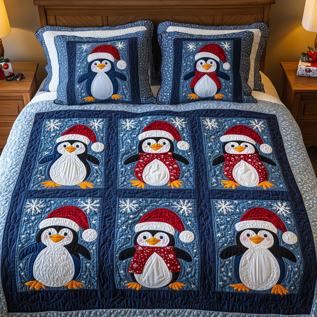 Frosty Friends Quilted Bedding Set Penguin Gifts For Adults Frosty Friends Quilted Bedding Set Penguin Gifts For Adults
