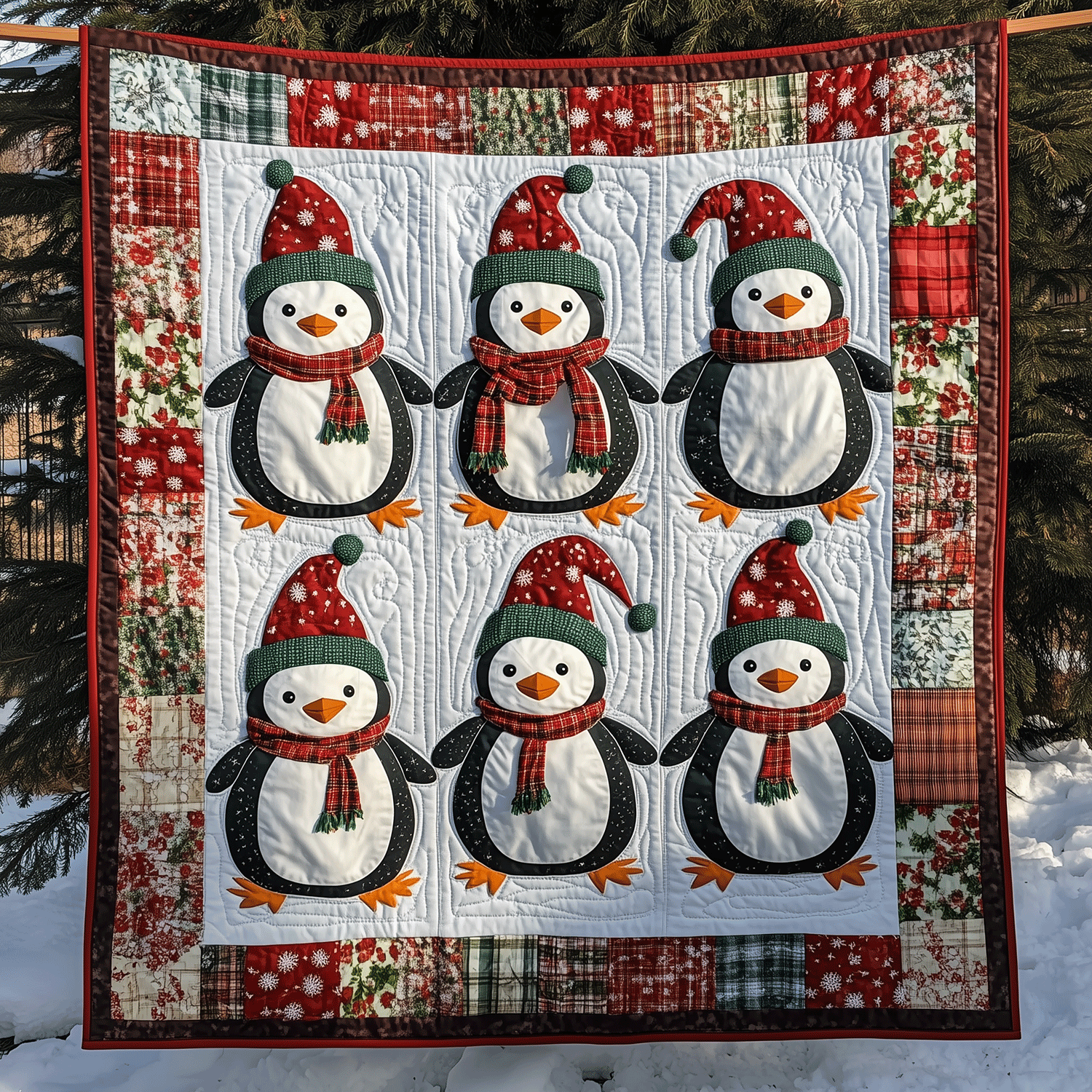 Frosty Friends Quilted Blanket Penguin Presents For Her Frosty Friends Quilted Blanket Penguin Presents For Her