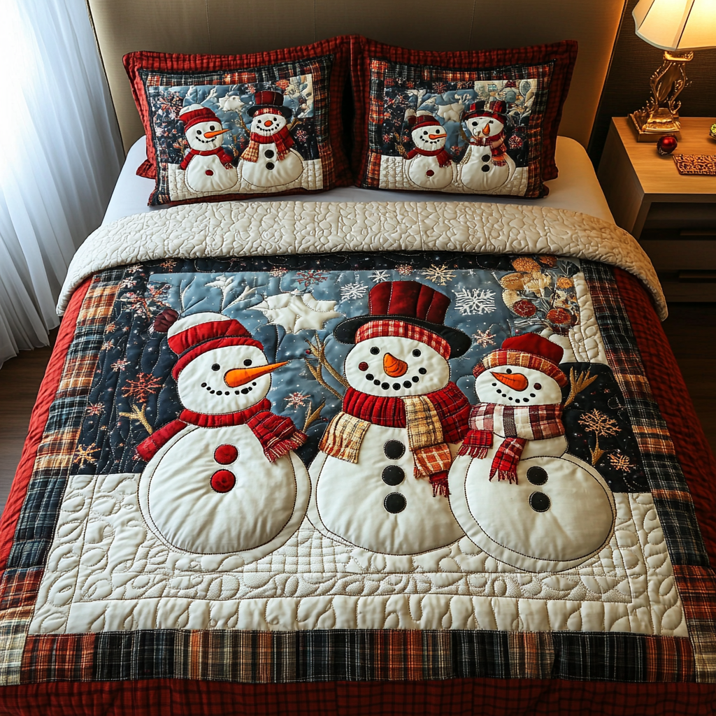 Frosty Gather Quilted Bedding Set Christmas Presents For Wife Frosty Gather Quilted Bedding Set Christmas Presents For Wife
