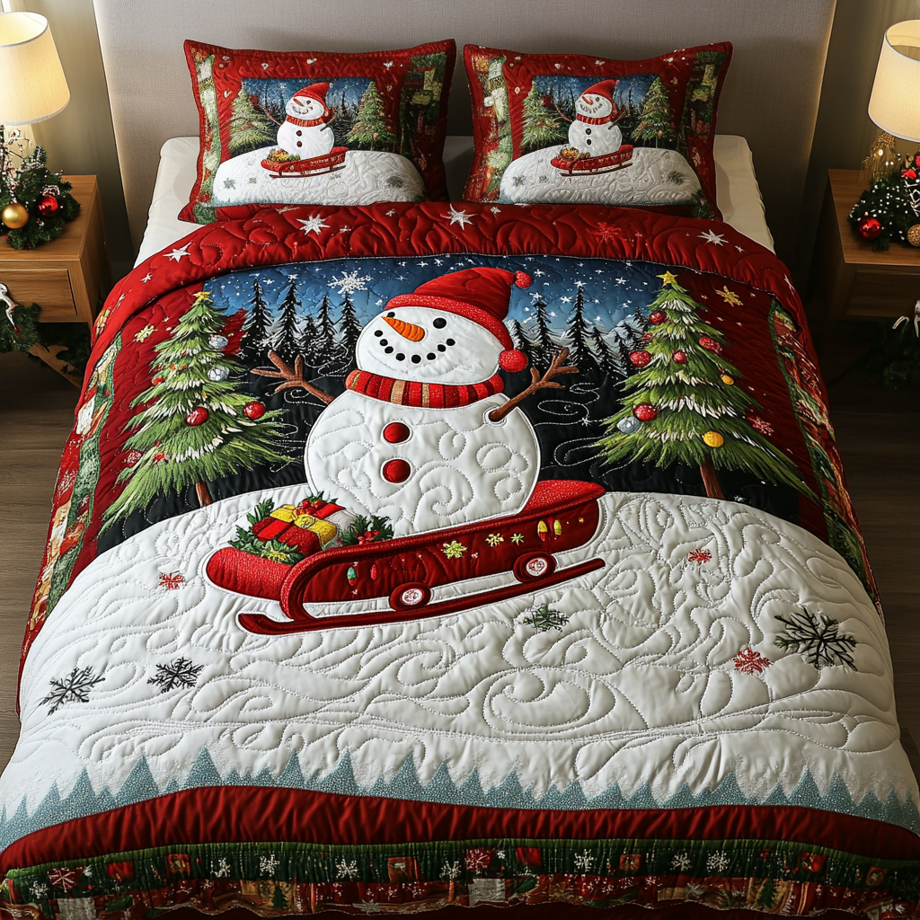 Frosty Sled Adventure Quilted Bedding Set Christmas Giving Ideas For Families Frosty Sled Adventure Quilted Bedding Set Christmas Giving Ideas For Families