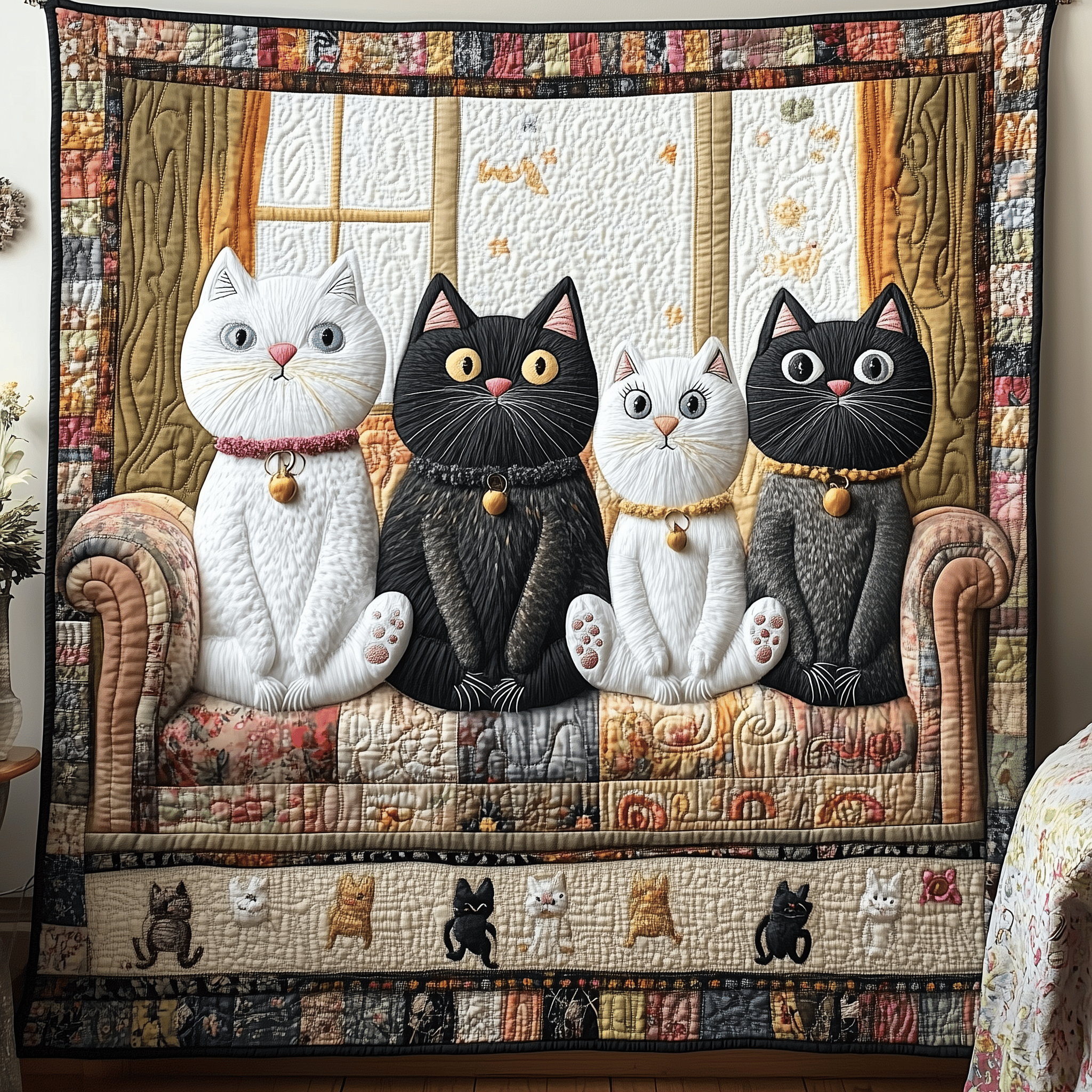 Funky Cat Quilted Blanket Feel the Elegance of a Blanket That's Truly Yours Funky Cat Quilted Blanket Feel the Elegance of a Blanket That's Truly Yours