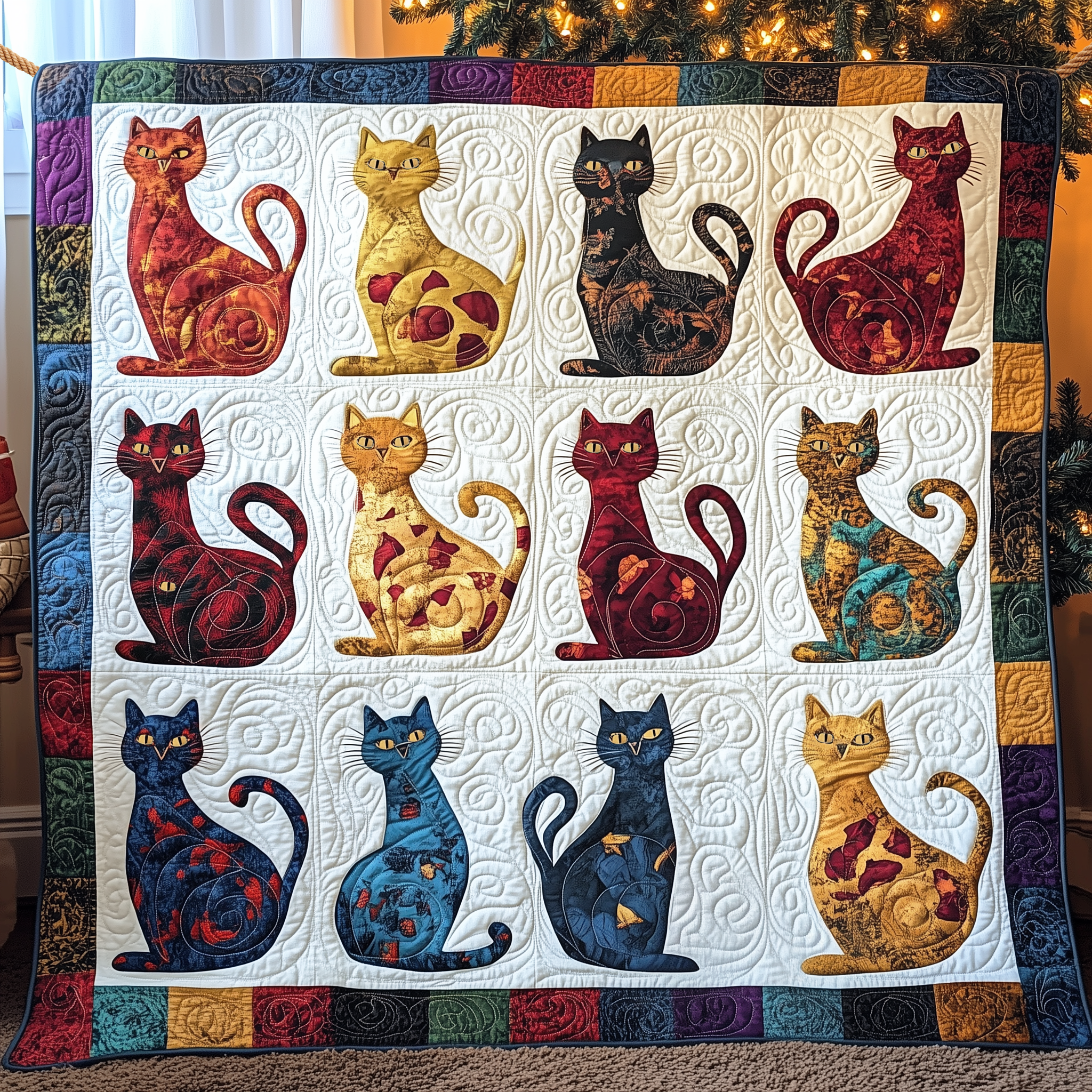 Funky Cat Quilted Blanket Feel the Luxury of a Blanket That Stands Out Funky Cat Quilted Blanket Feel the Luxury of a Blanket That Stands Out