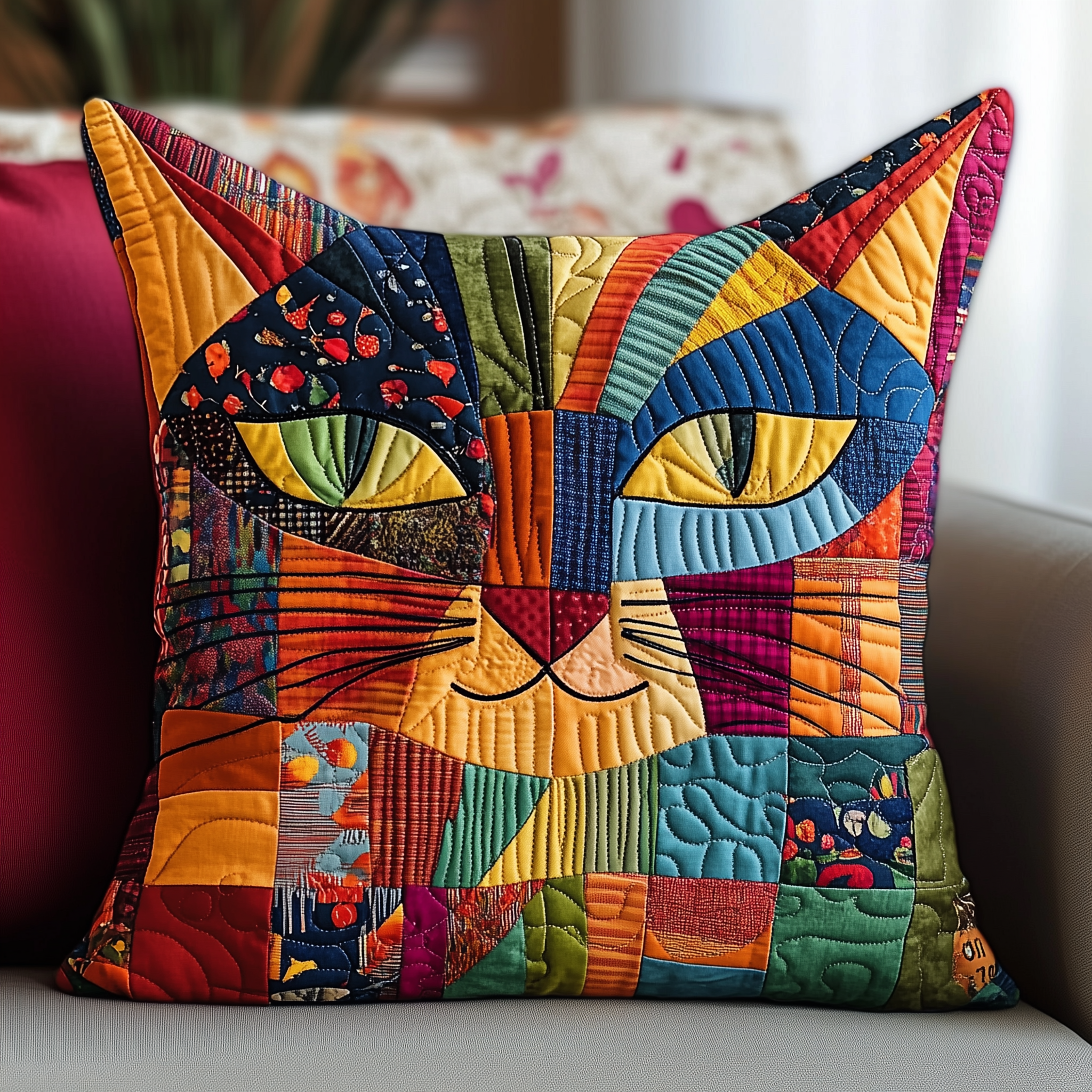Funky Cat Quilted Pillow Case Feel the Softness of Premium Fabric Every Night Funky Cat Quilted Pillow Case Feel the Softness of Premium Fabric Every Night