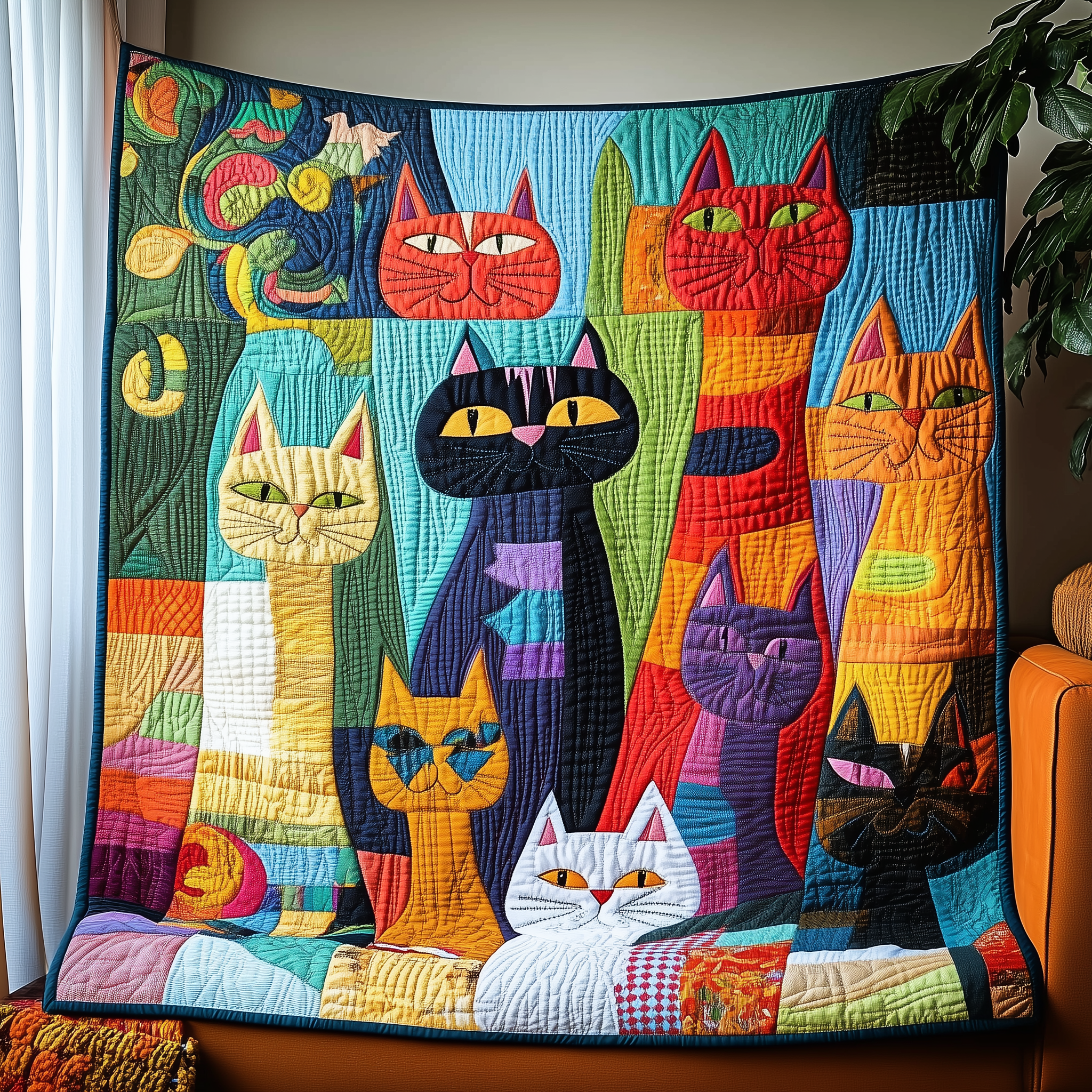 Funky Cats Quilted Blanket Throw Blankets For Couch Best Cat Presents Funky Cats Quilted Blanket Throw Blankets For Couch Best Cat Presents