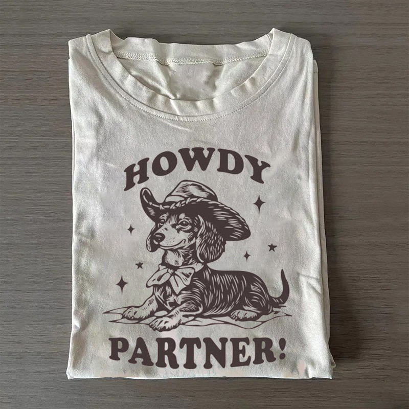 Funny Cowboy Dachshund T-Shirt Howdy Partner Shirt Father'S Day Gifts Funny Cowboy Dachshund T-Shirt Howdy Partner Shirt Father'S Day Gifts