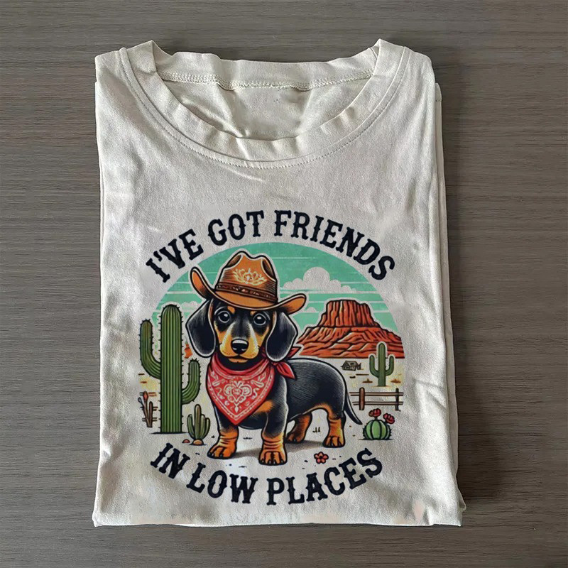 Funny Dachshund Cowboy T-Shirt I'Ve Got Friends Shirt Dad Fathers Day Gifts Funny Dachshund Cowboy T-Shirt I'Ve Got Friends Shirt Dad Fathers Day Gifts