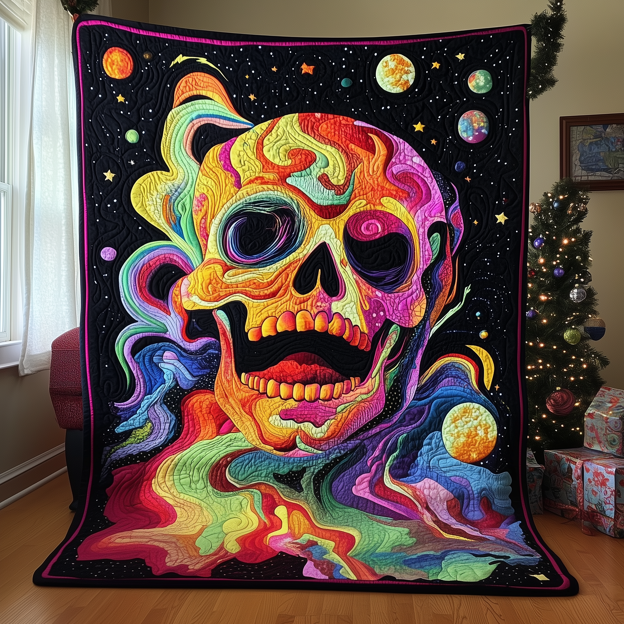 Galaxy Skull Quilted Blanket Create Warm Memories with Our Blanket for All Ages Galaxy Skull Quilted Blanket Create Warm Memories with Our Blanket for All Ages