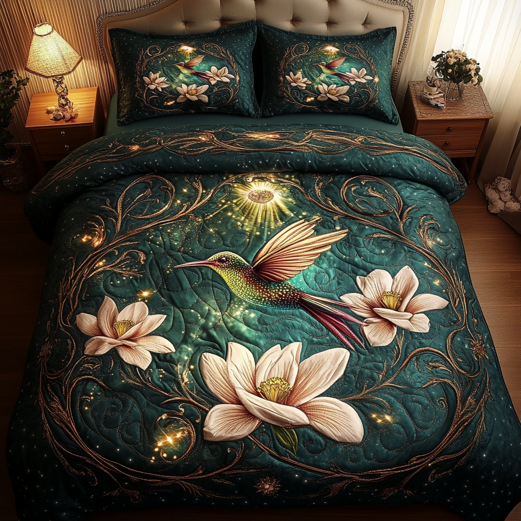 Garden Glimmer Quilted Bedding Set Hummingbird Gifts For Her Garden Glimmer Quilted Bedding Set Hummingbird Gifts For Her