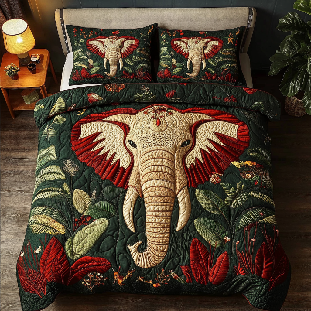 Gentle Giant Quilted Bedding Set Gift For Elephant Lover Gentle Giant Quilted Bedding Set Gift For Elephant Lover