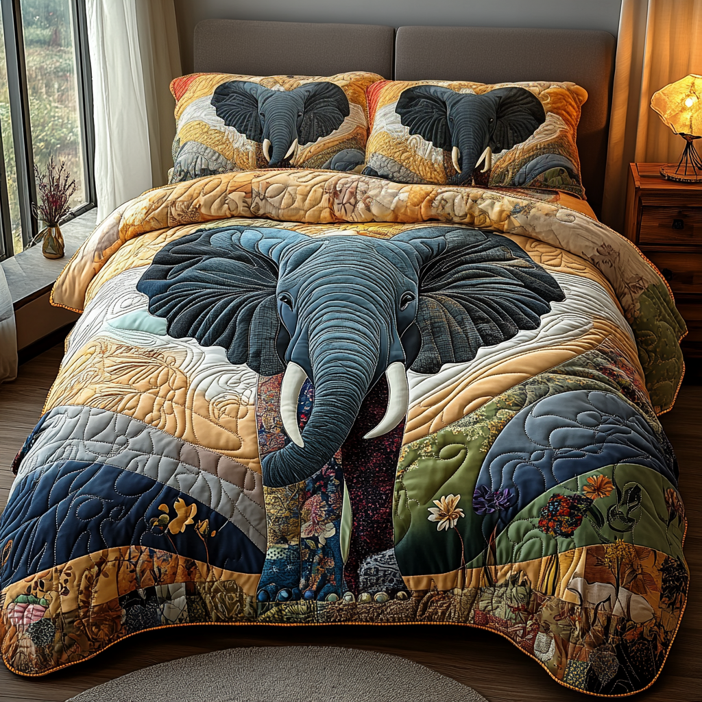 Gentle Titan Quilted Bedding Set Unique Elephant Gifts Gentle Titan Quilted Bedding Set Unique Elephant Gifts
