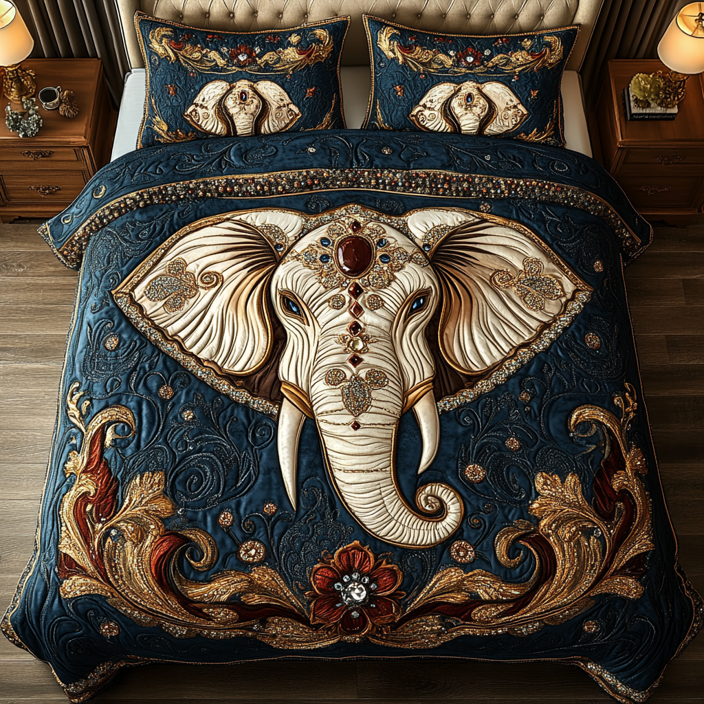 Glamorous Elephant Quilted Bedding Set Gift For Elephant Lover Glamorous Elephant Quilted Bedding Set Gift For Elephant Lover