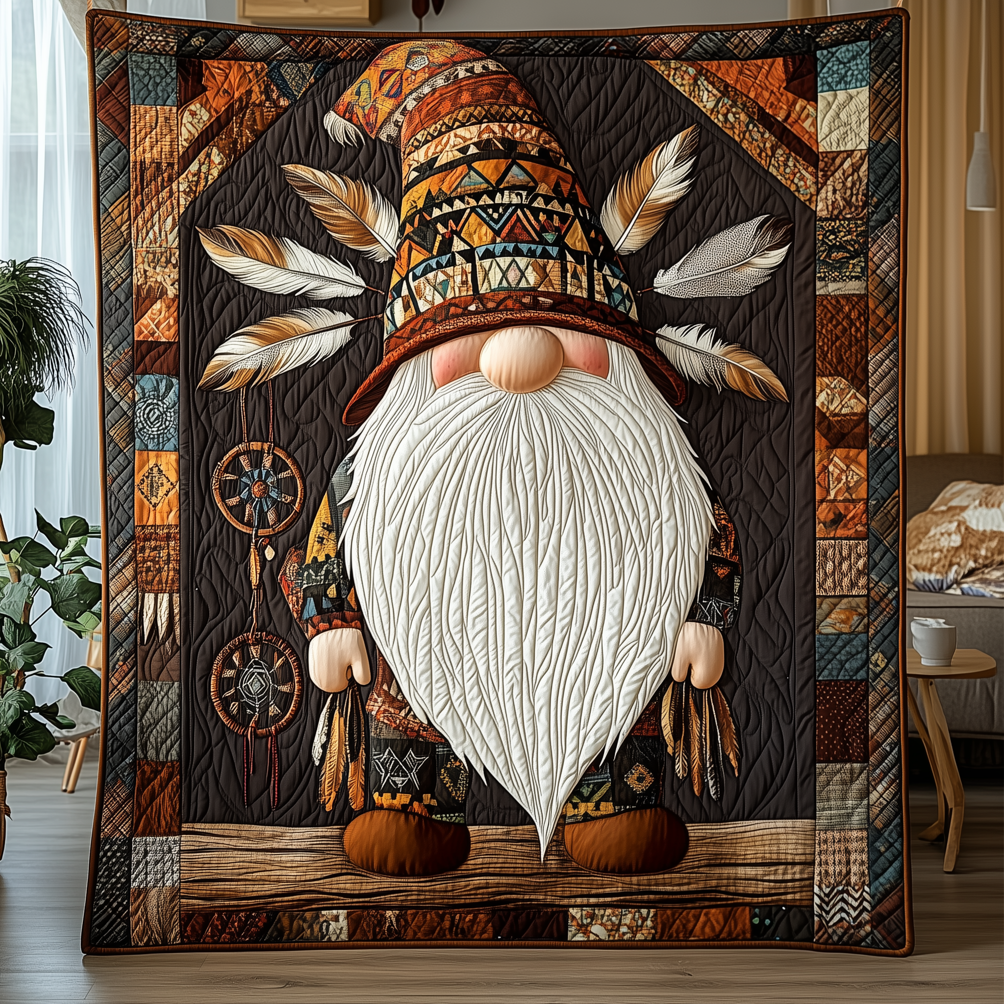 Gnome Native Quilted Blanket Unique Throw Blanket Item Merch Native American Christmas Gift Ideas Gnome Native Quilted Blanket Unique Throw Blanket Item Merch Native American Christmas Gift Ideas