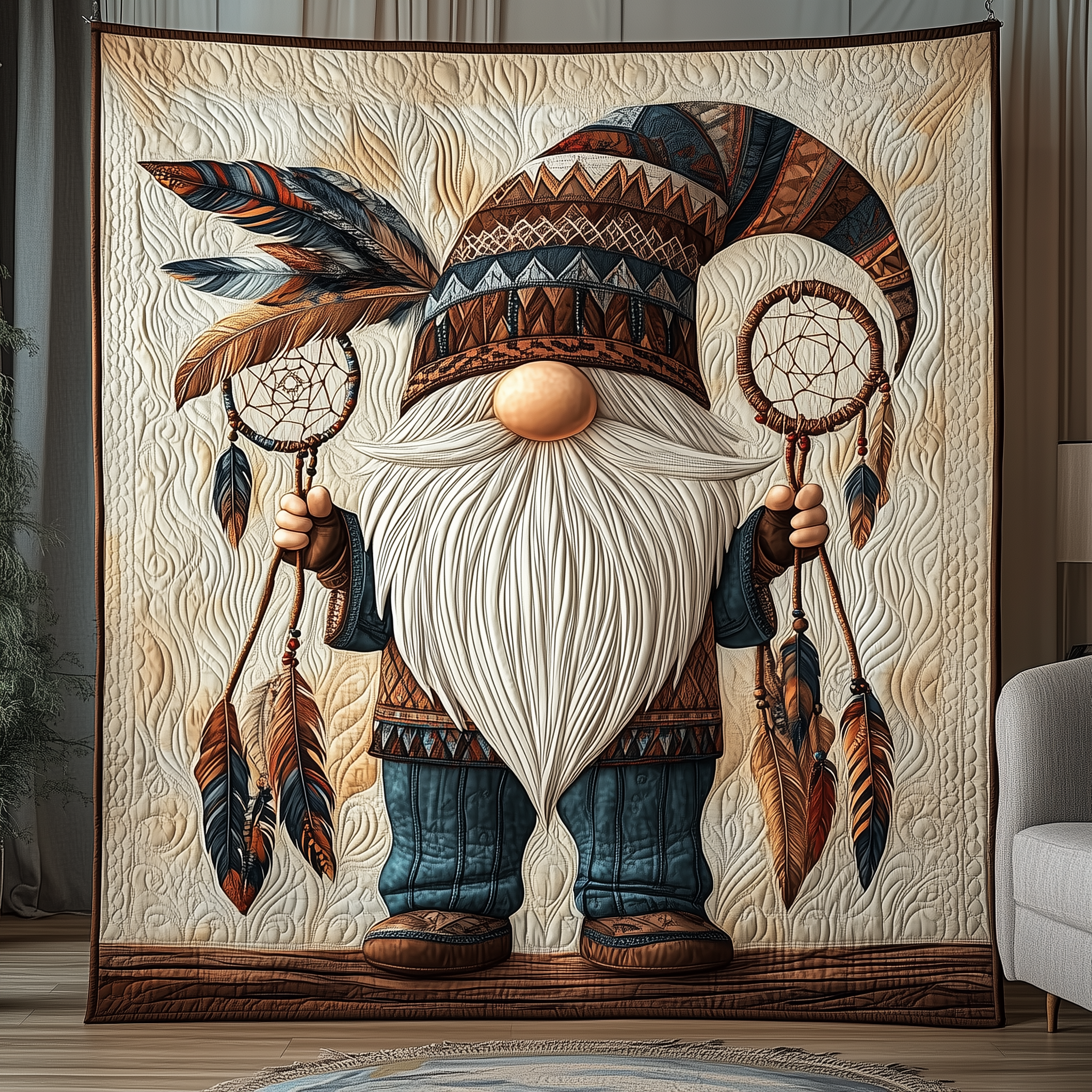 Gnome Native Quilted Blanket Unique Throw Blanket Item Merch Native American Gift Ideas Gnome Native Quilted Blanket Unique Throw Blanket Item Merch Native American Gift Ideas
