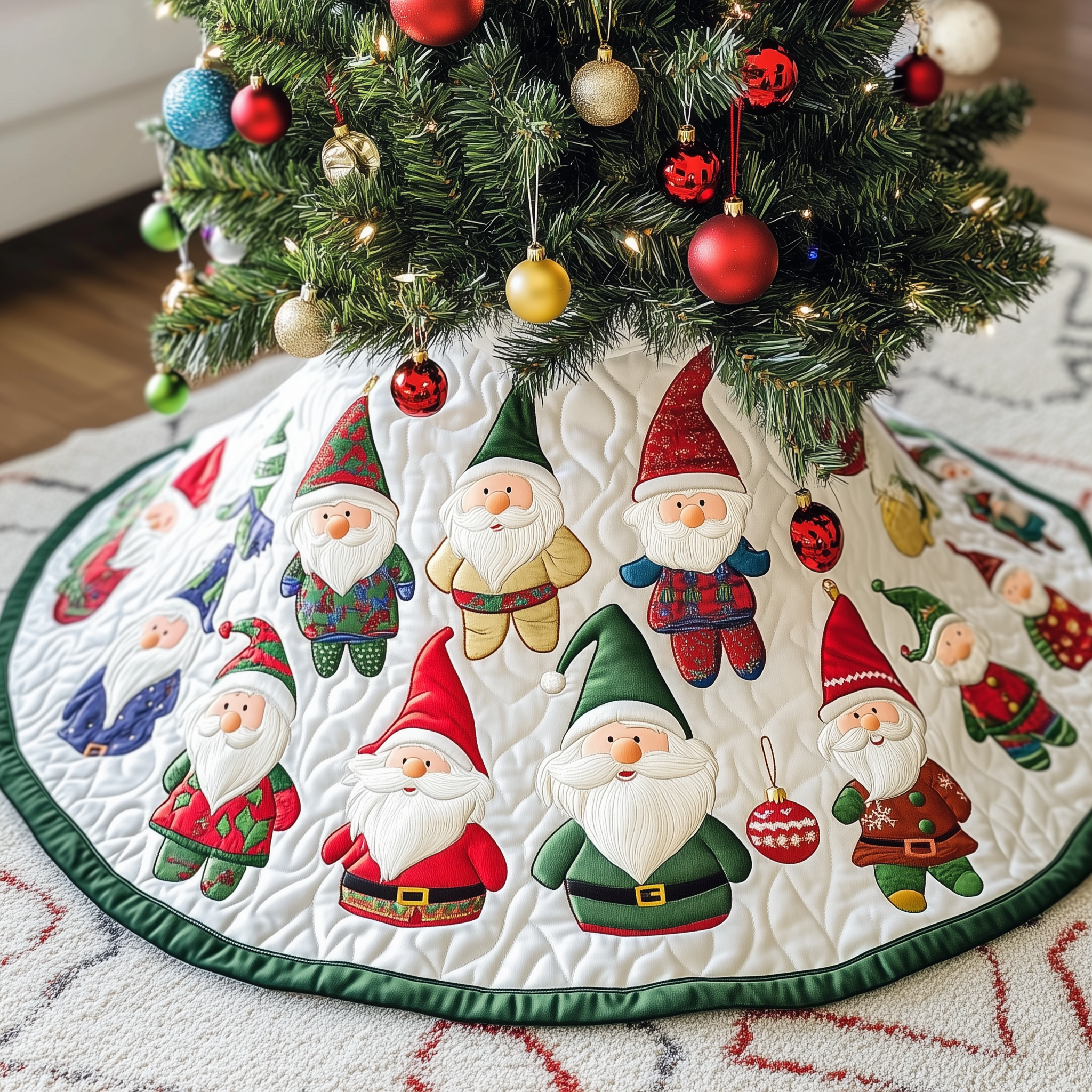 Gnome Quilted Tree Skirt Celebrate Elegantly with a Timeless Christmas Tree Skirt Gnome Quilted Tree Skirt Celebrate Elegantly with a Timeless Christmas Tree Skirt