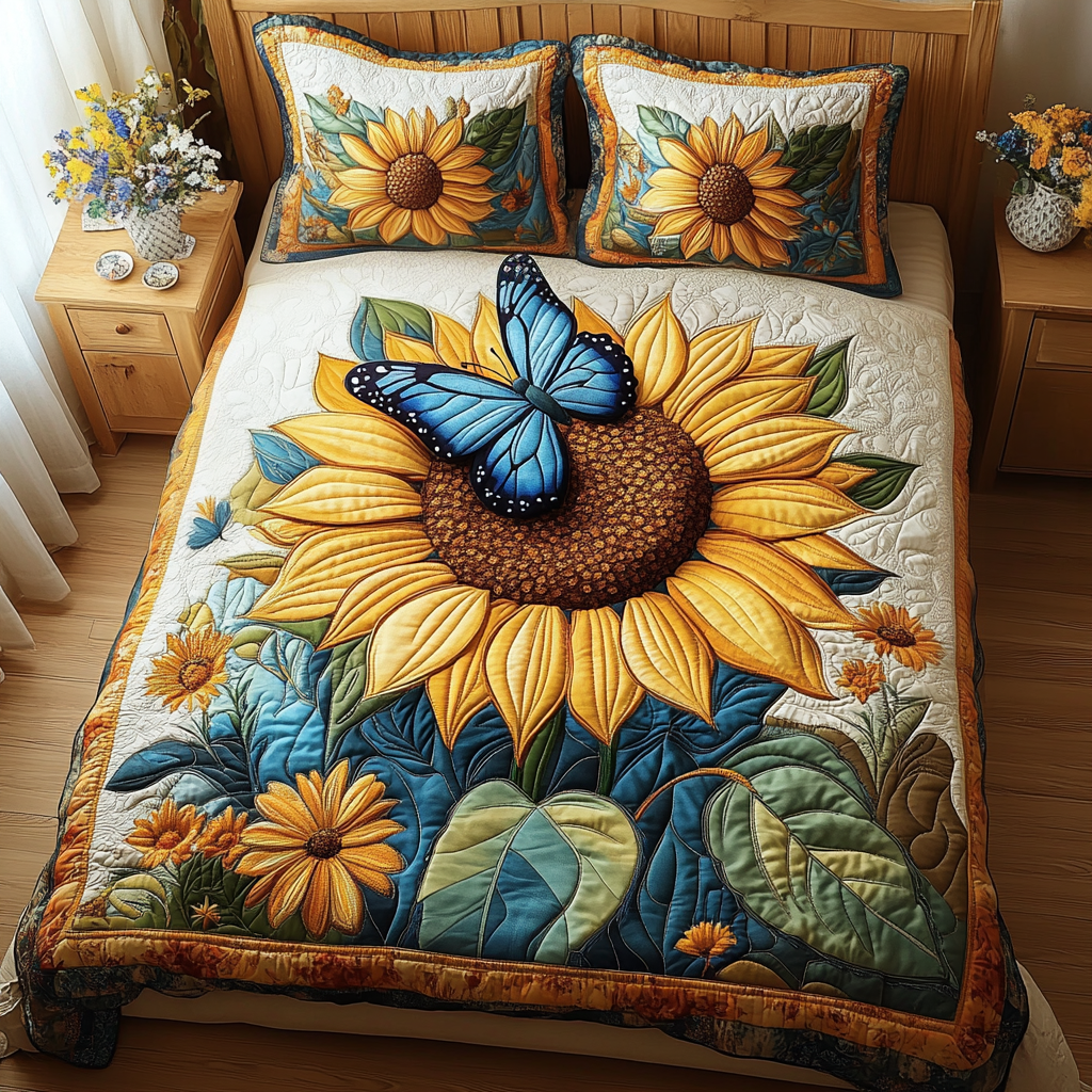 Golden Bloom Quilted Bedding Set Gifts For The Flower Lover Golden Bloom Quilted Bedding Set Gifts For The Flower Lover