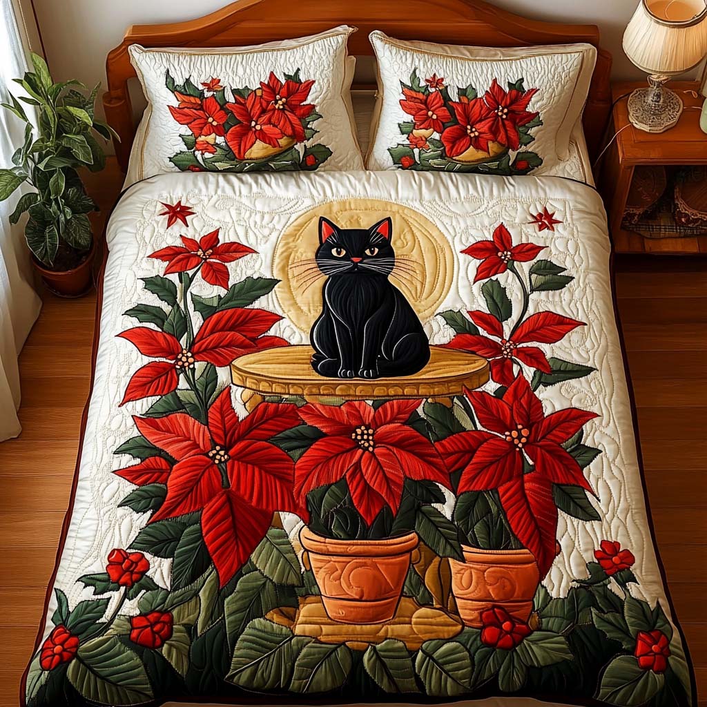 Golden Blooms Quilted Bedding Set Cat Gifts For Xmas Golden Blooms Quilted Bedding Set Cat Gifts For Xmas