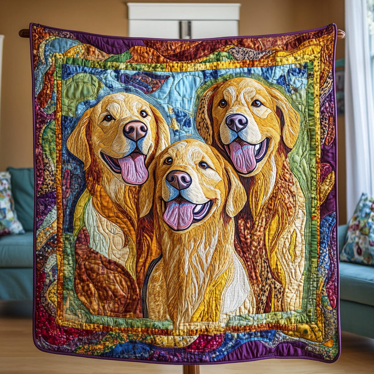 Golden Harmony Quilted Blanket Best Golden Retriever Gifts Golden Harmony Quilted Blanket Best Golden Retriever Gifts