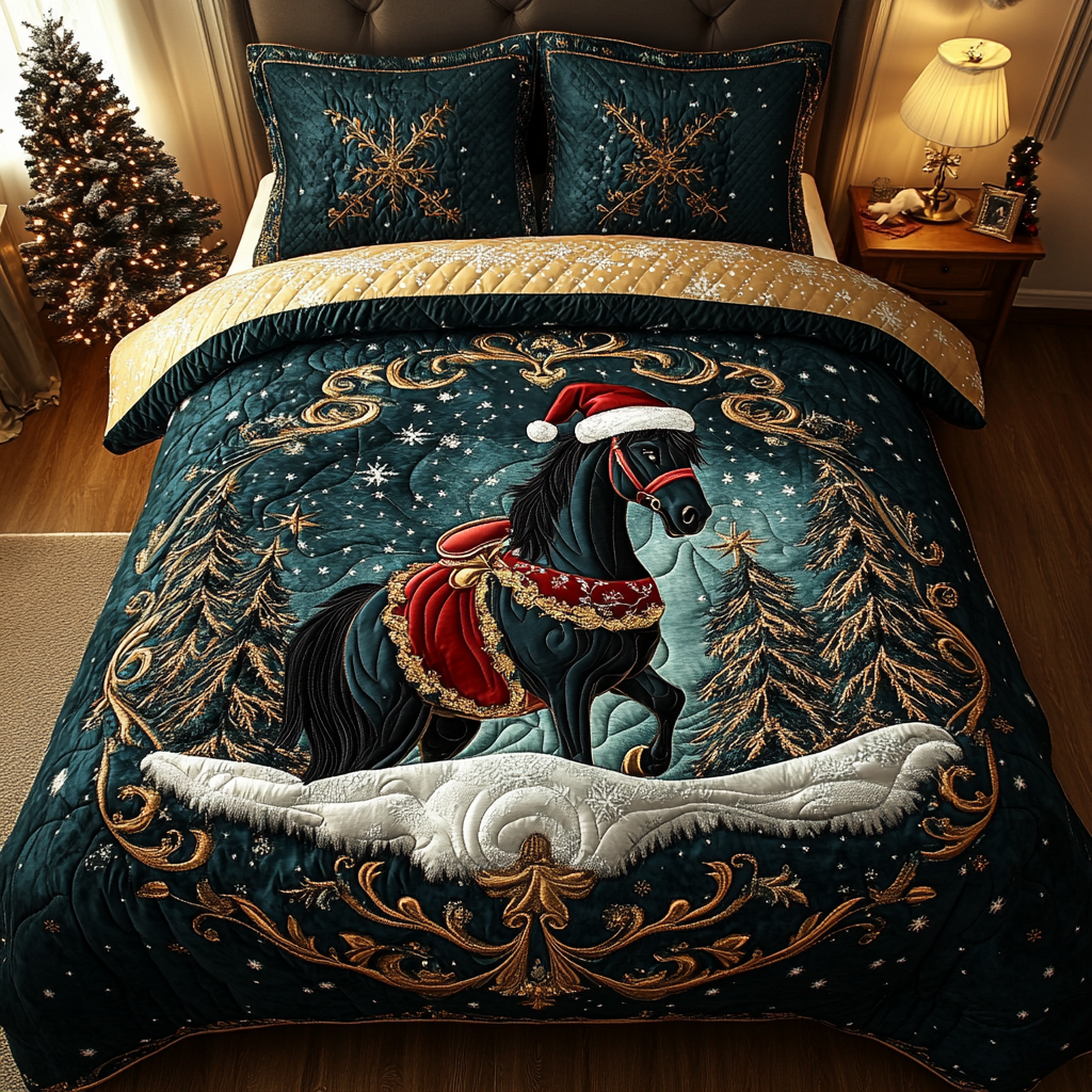 Golden Hooves Quilted Bedding Set Best Gifts For Horse Lovers Golden Hooves Quilted Bedding Set Best Gifts For Horse Lovers