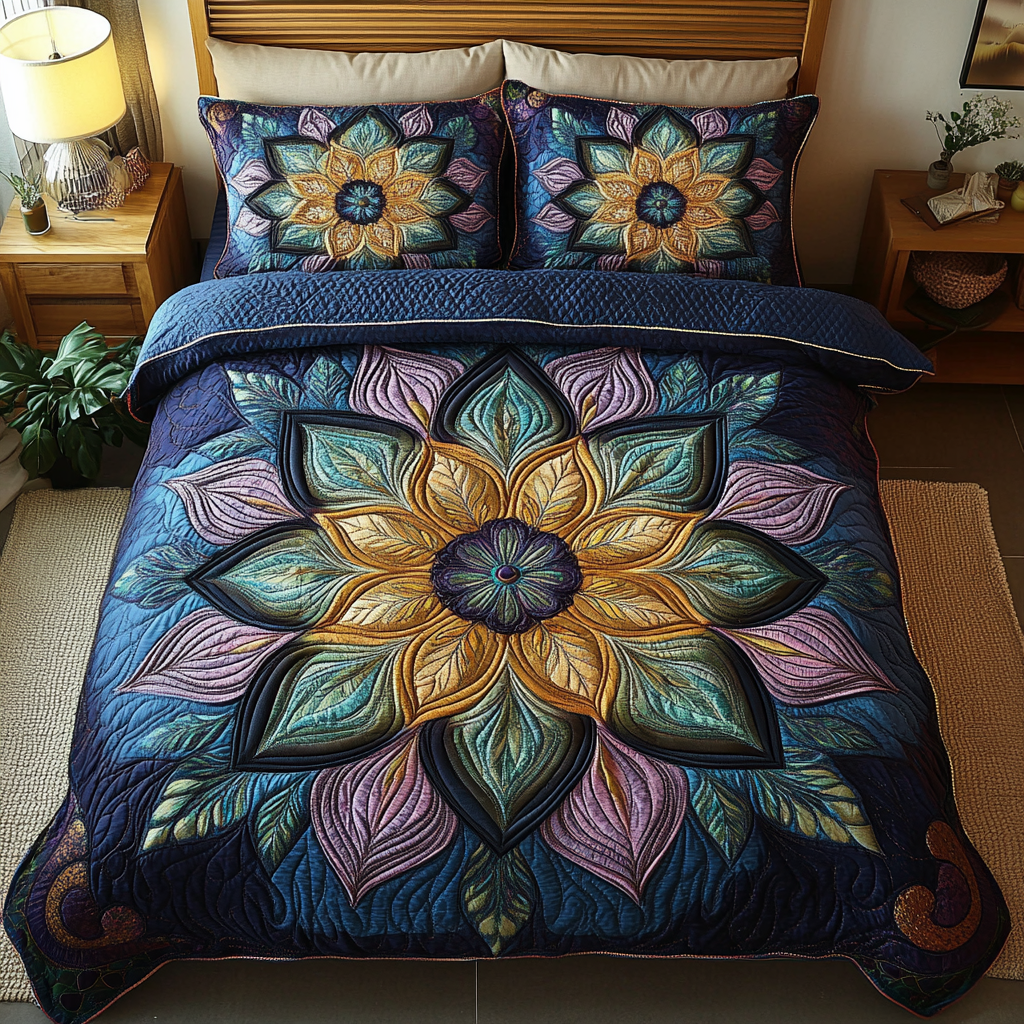 Golden Petal Glow Quilted Bedding Set Gifts For The Flower Lover Golden Petal Glow Quilted Bedding Set Gifts For The Flower Lover
